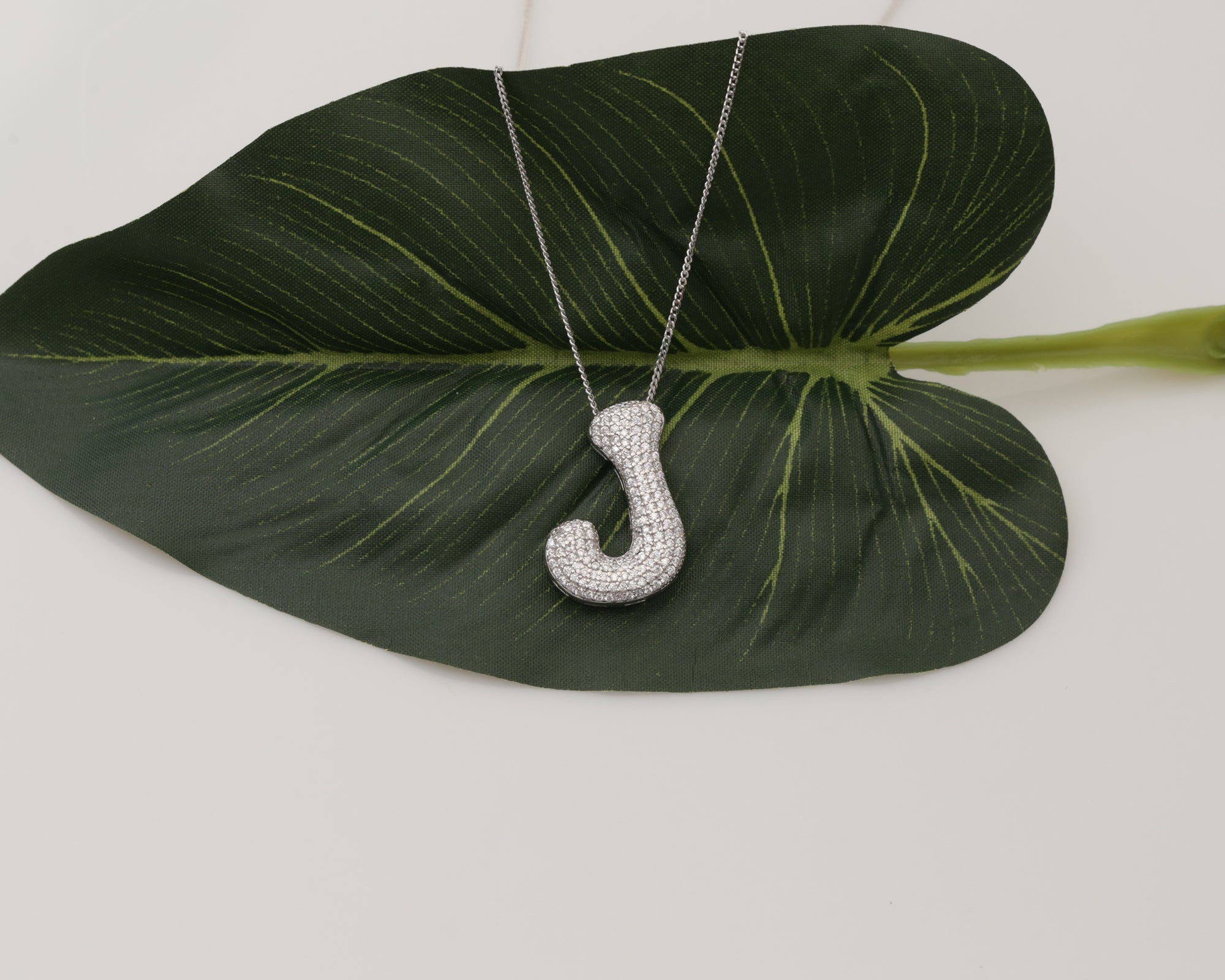 Custom Pave Bubble Initial Necklace