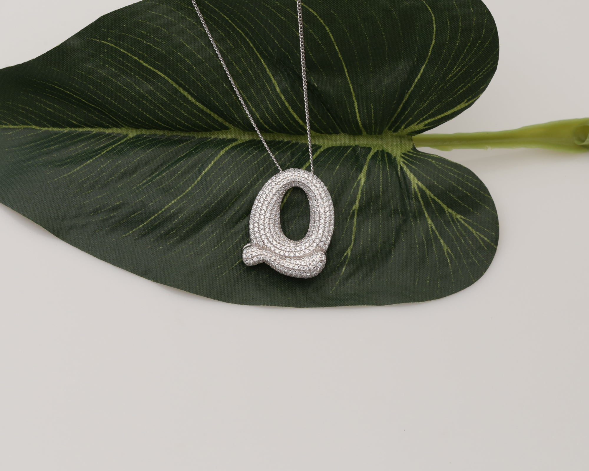 Custom Pave Bubble Initial Necklace