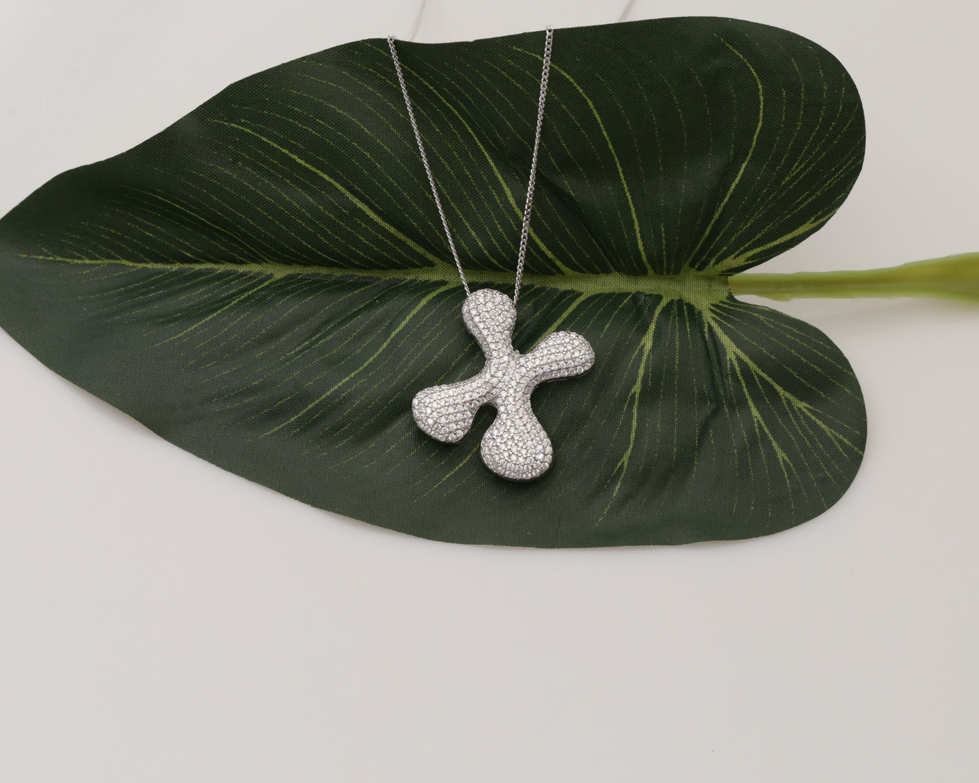 Custom Pave Bubble Initial Necklace