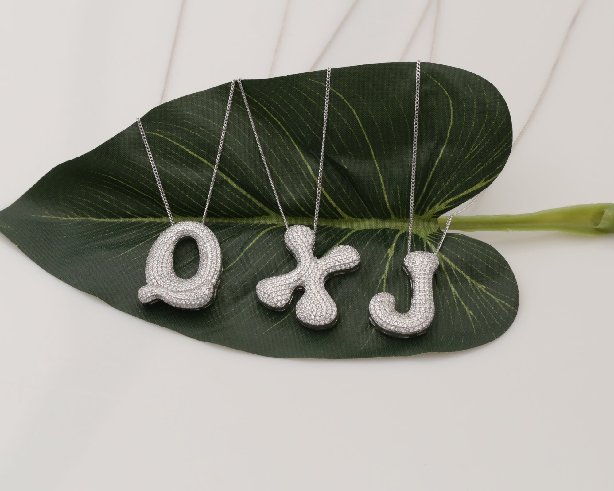 Custom Pave Bubble Initial Necklace