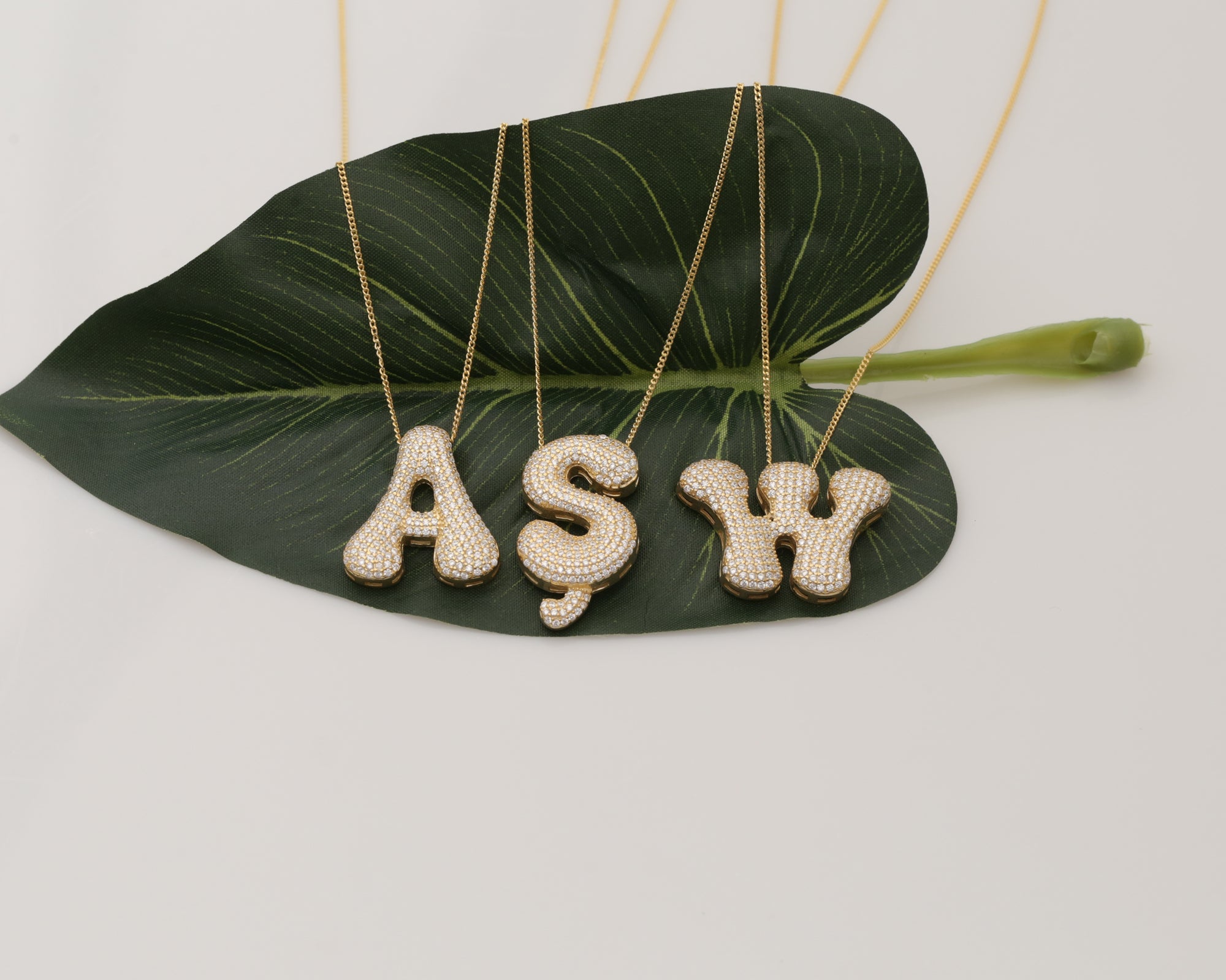 Custom Pave Bubble Initial Necklace