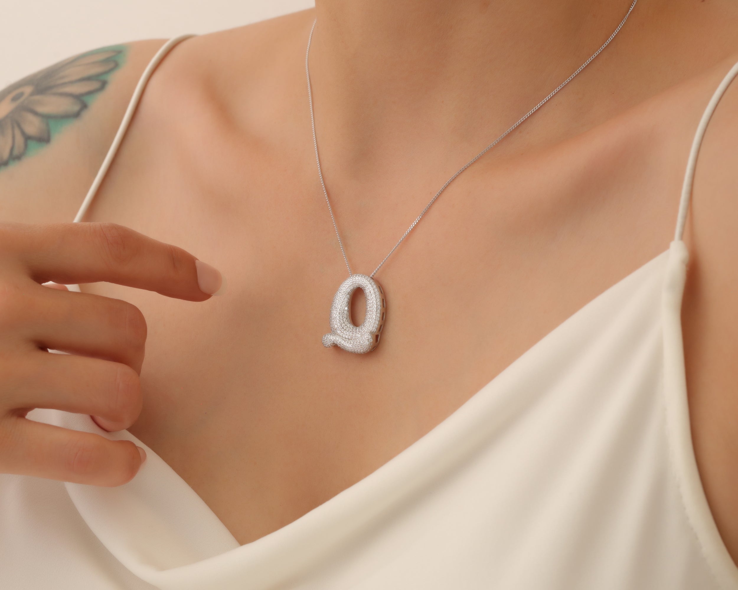 Custom Pave Bubble Initial Necklace