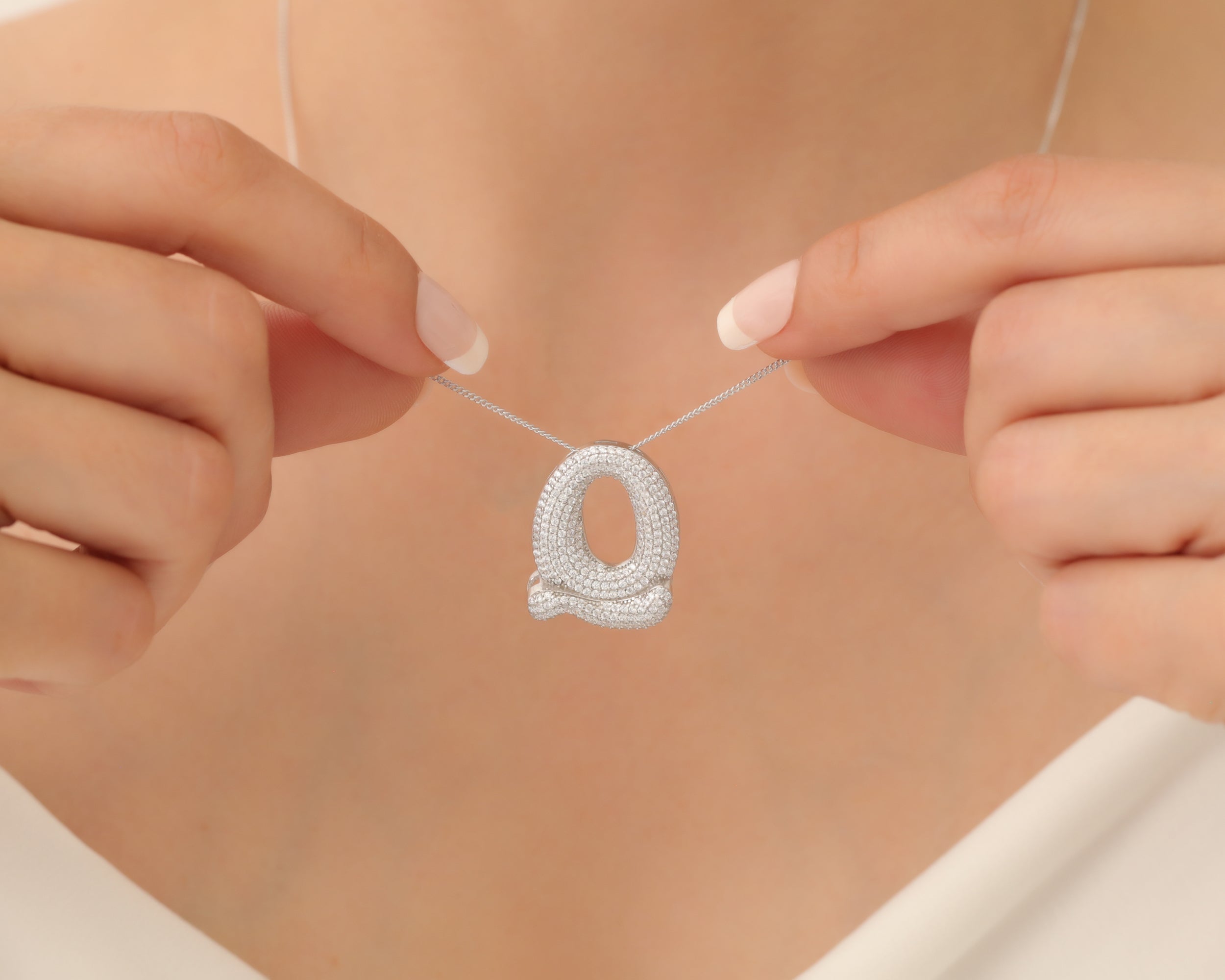 Custom Pave Bubble Initial Necklace