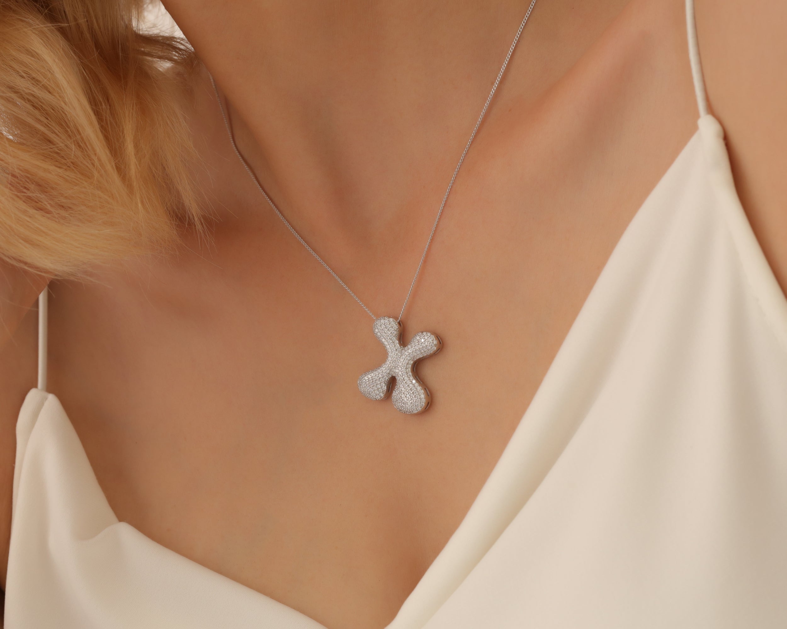Custom Pave Bubble Initial Necklace