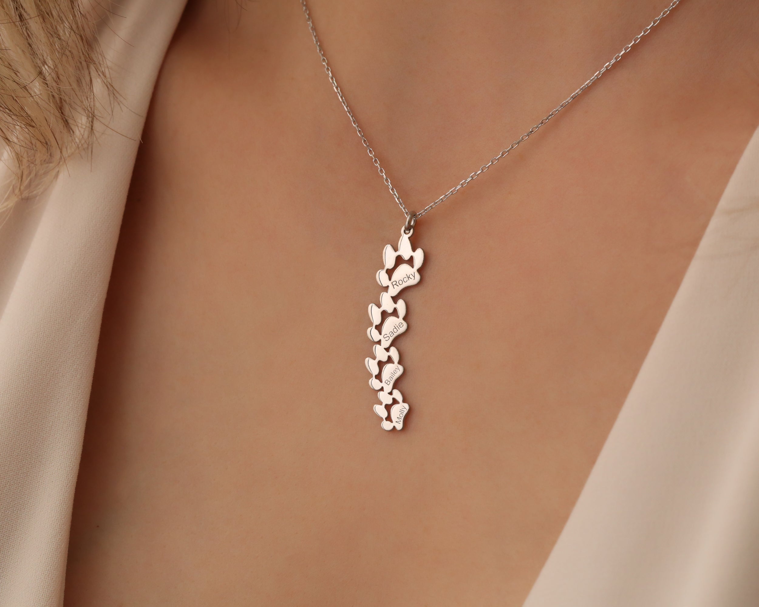 Personalized Paw Print Name Necklace