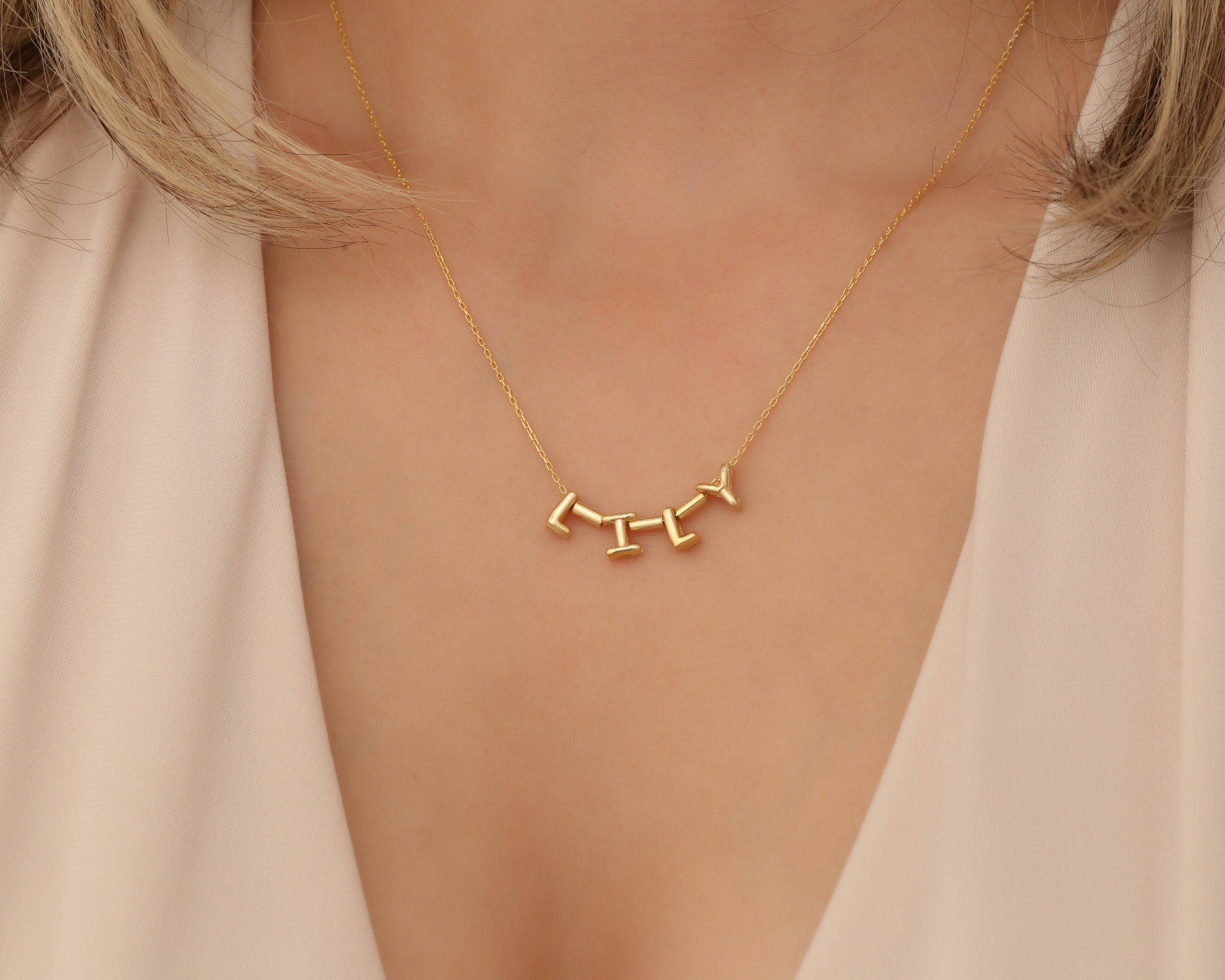 Custom Bubble Letter Name Necklace