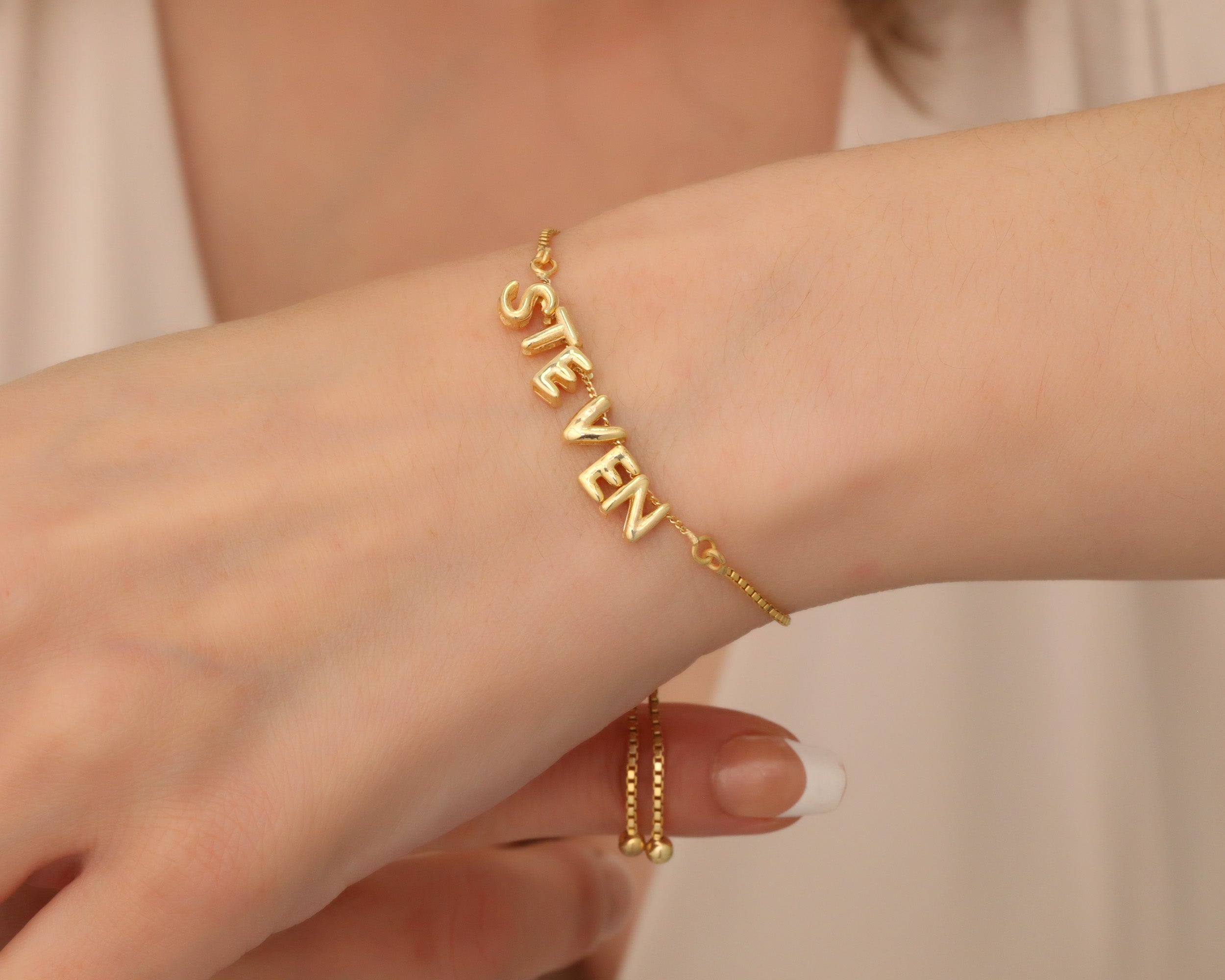 Custom Bubble Letter Name Bracelet