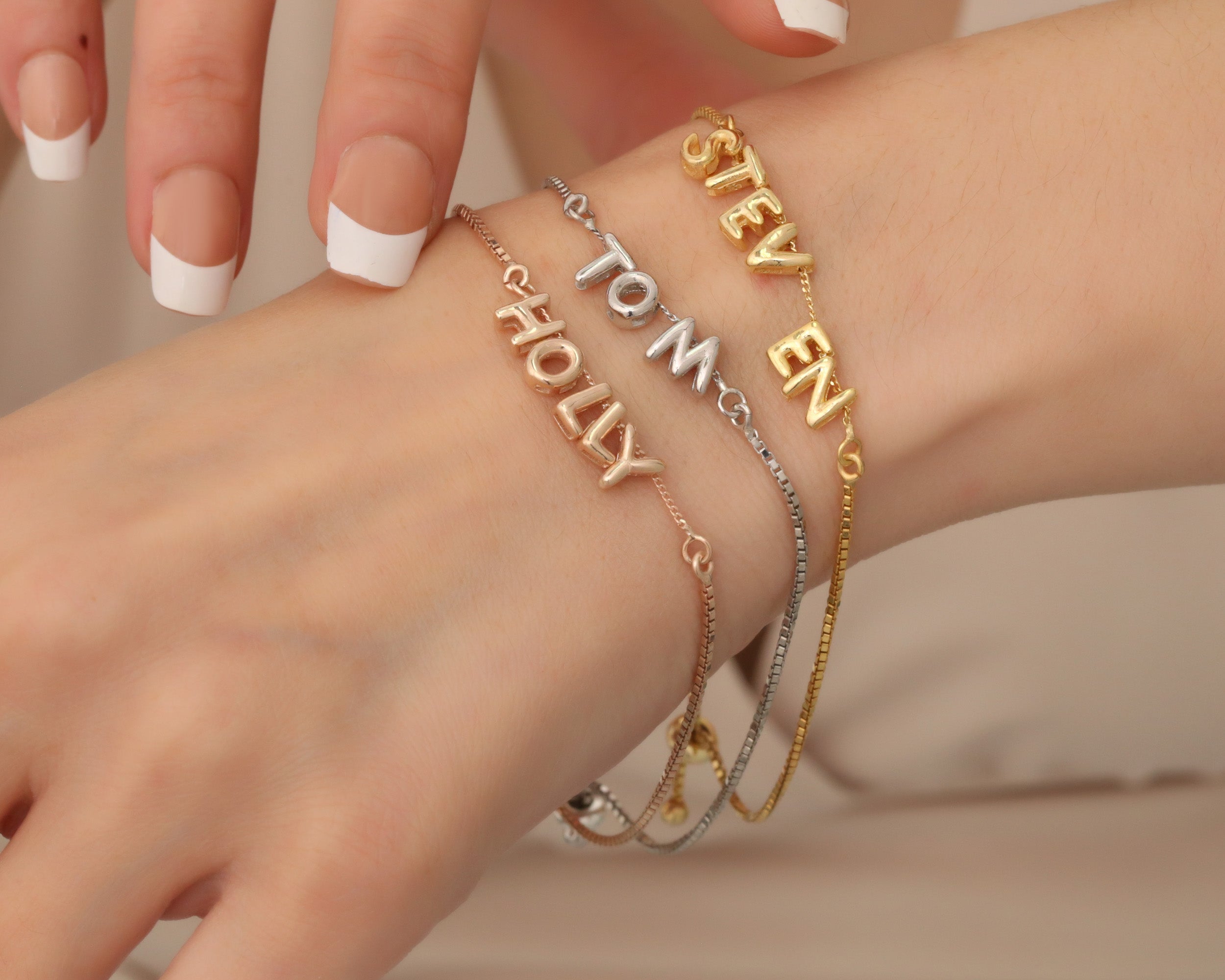 Custom Bubble Letter Name Bracelet