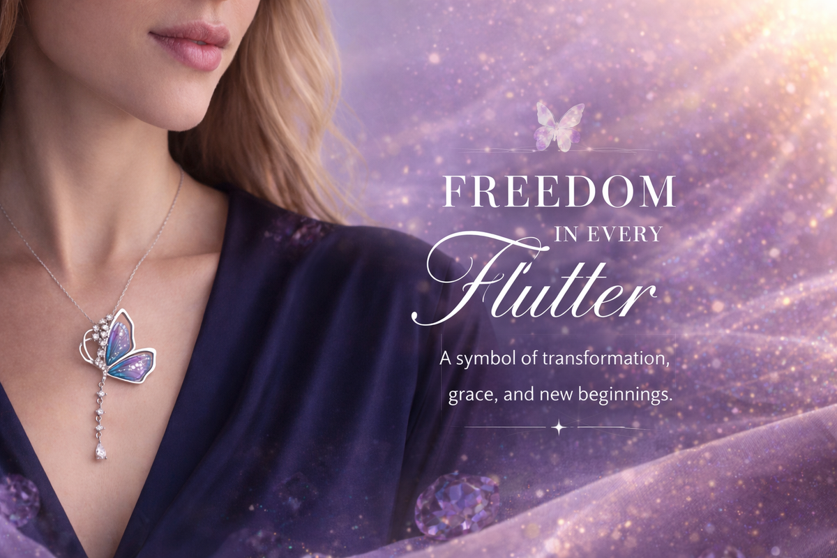 Iridescent Crystal Butterfly Necklace
