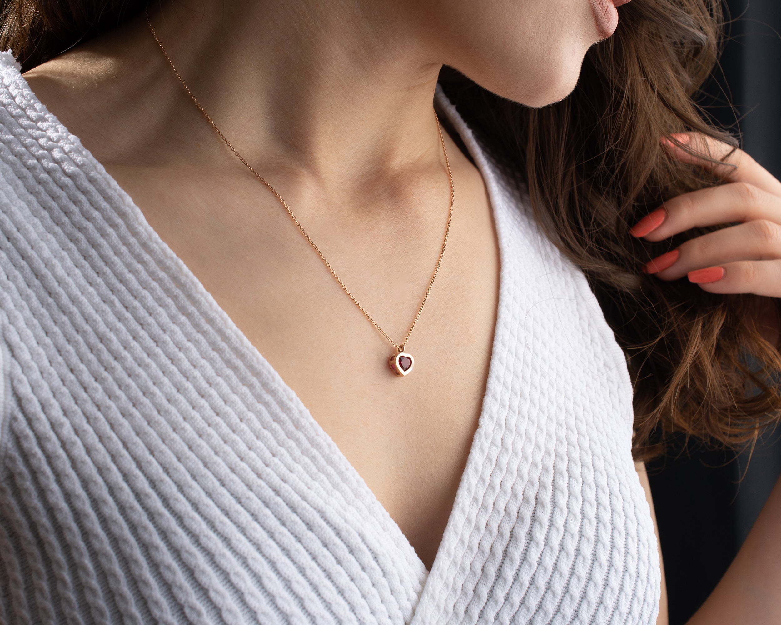 Side by Side Heart Birthstone Necklace