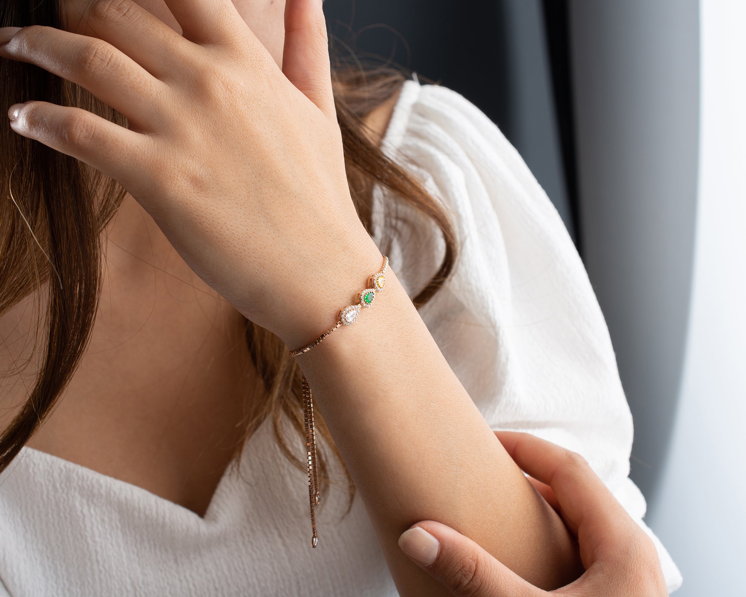 Custom Teardrop Birthstone Family Bracelet