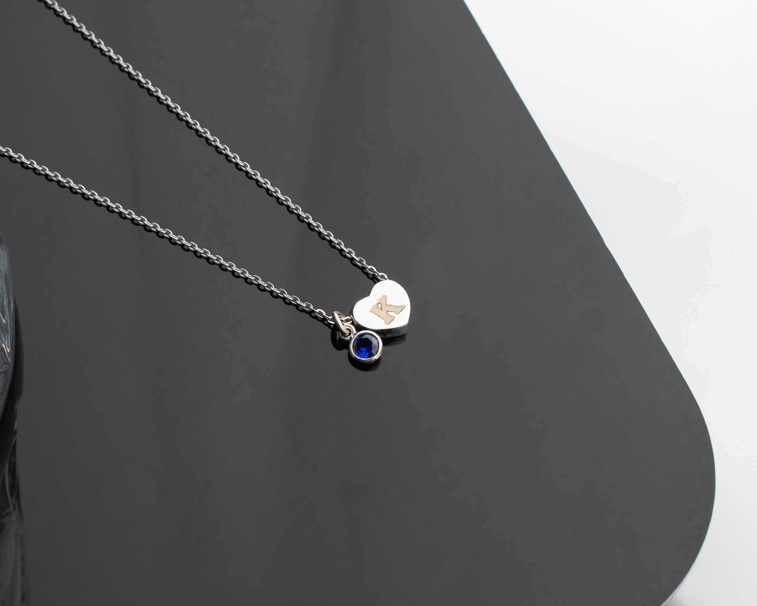 Personalized Initial Heart Birthstone Necklace