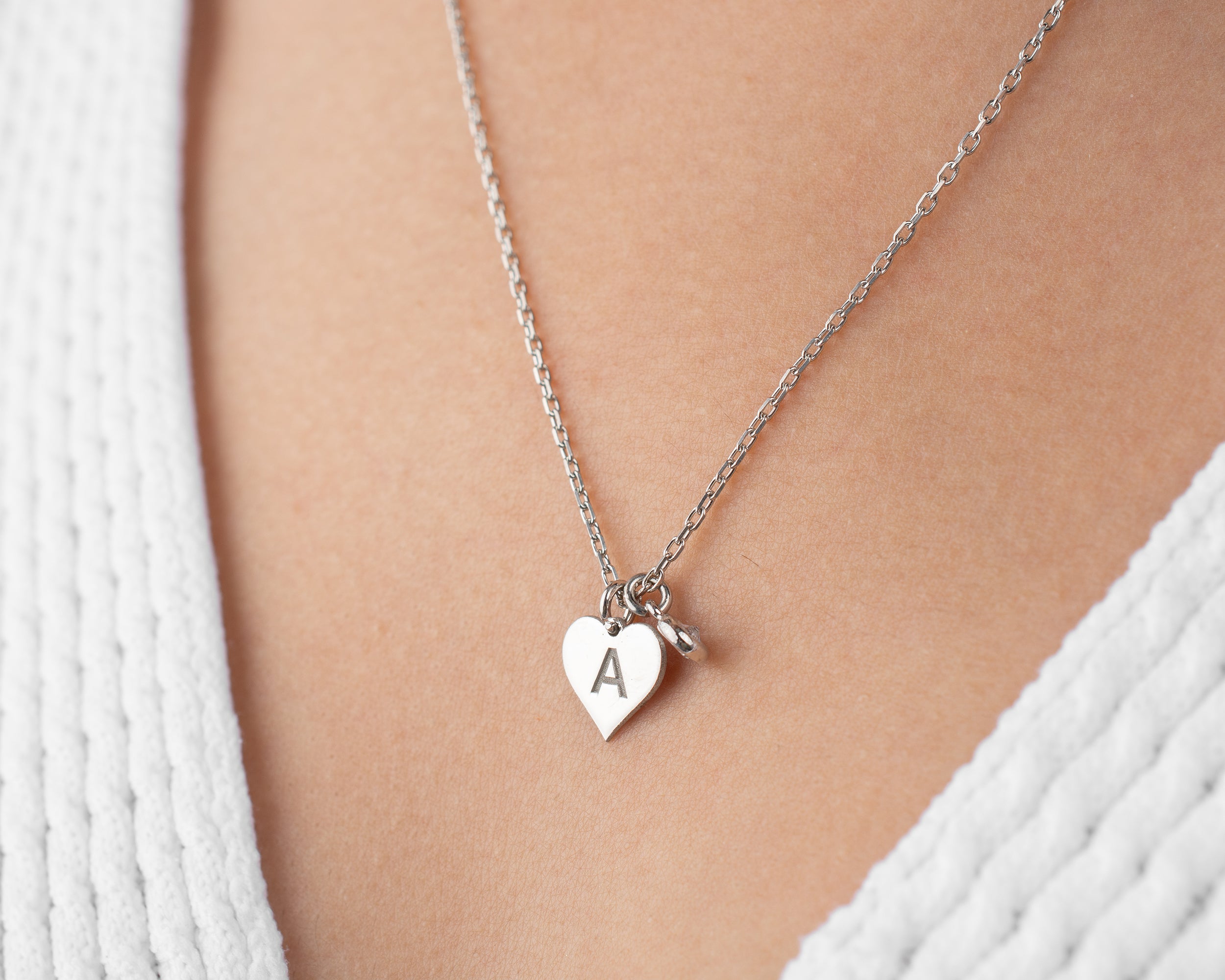 Initial Heart Birthstone Necklace
