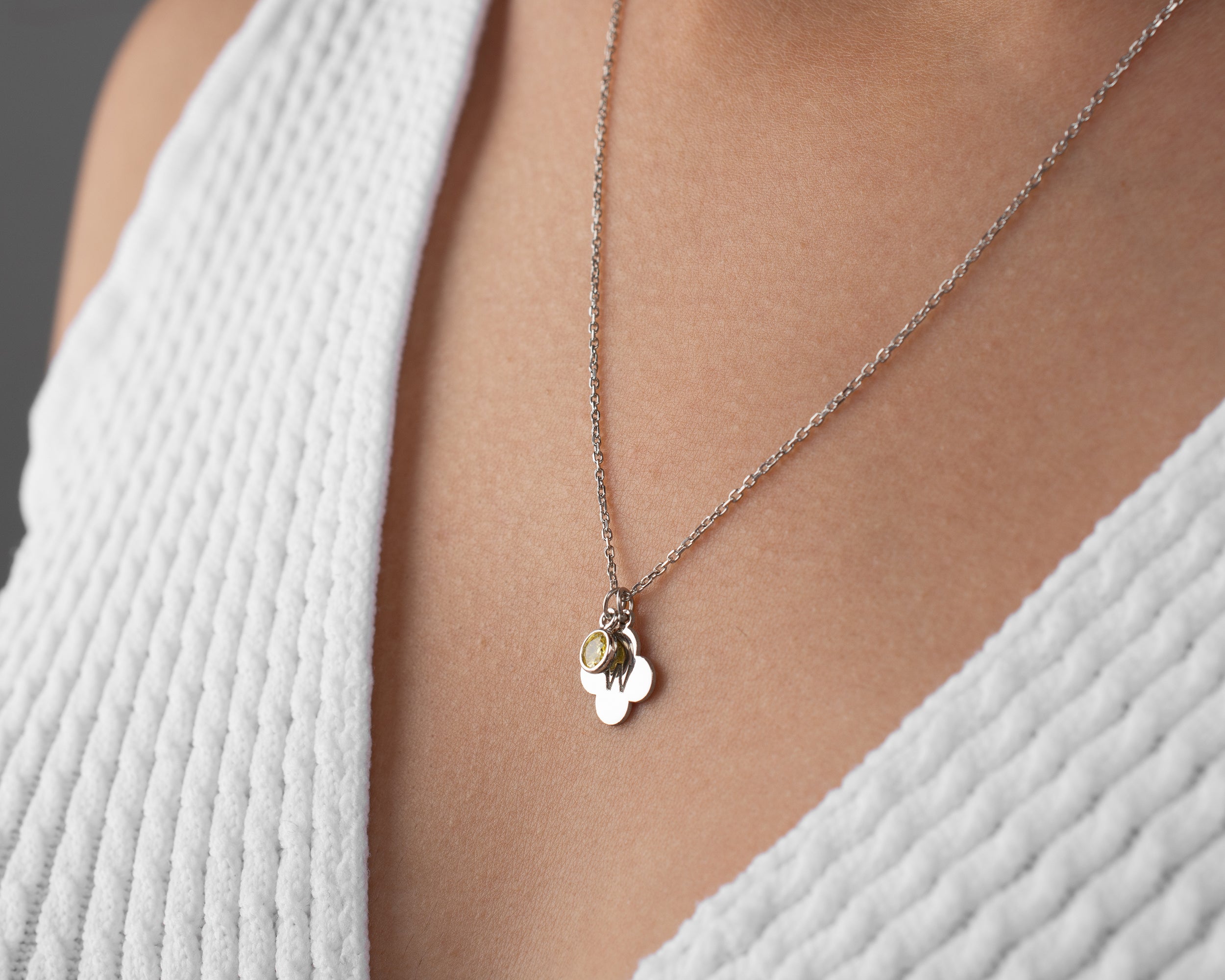Clover Initial Birthstone Necklace
