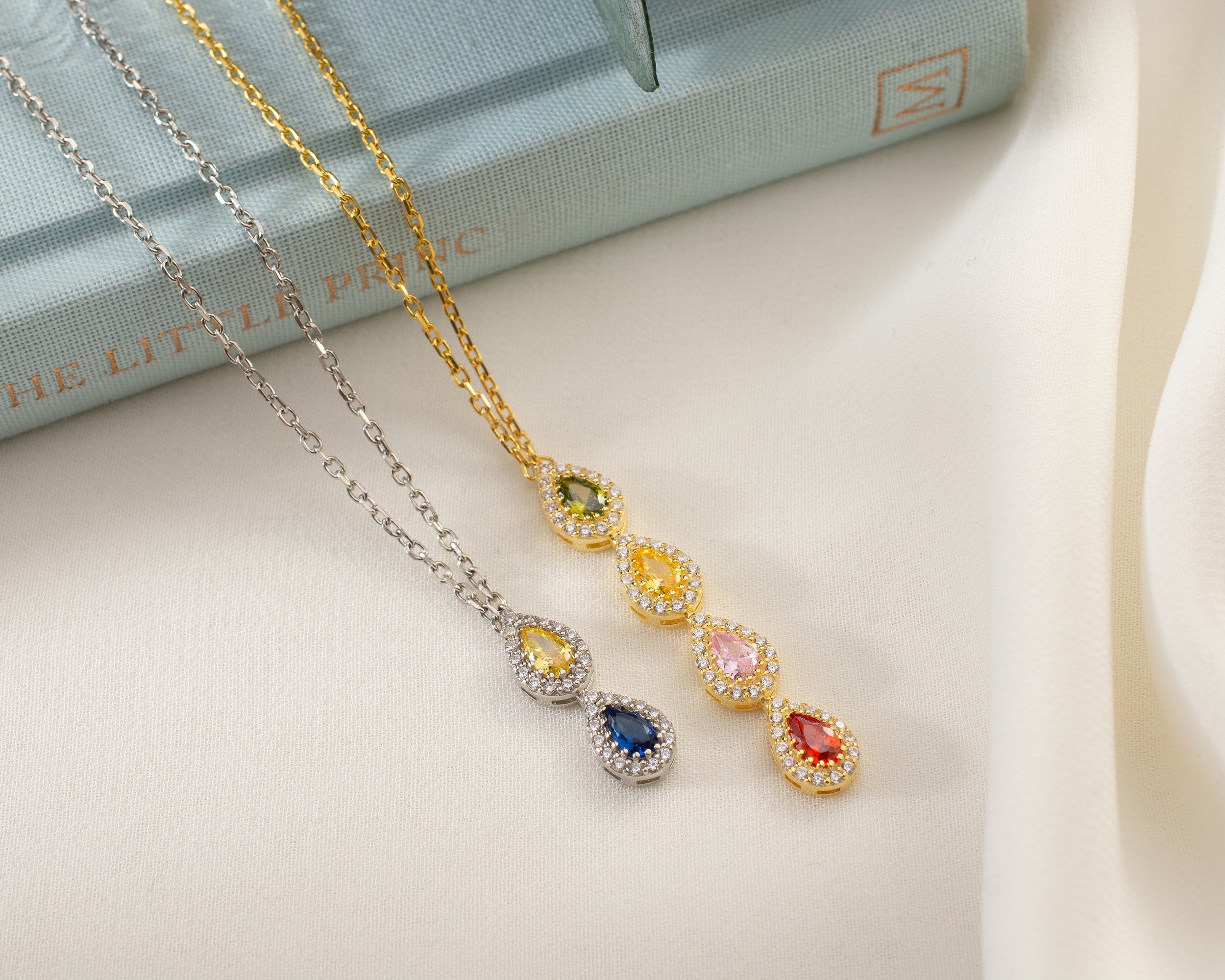 Vertical Family Birthstone Necklace
