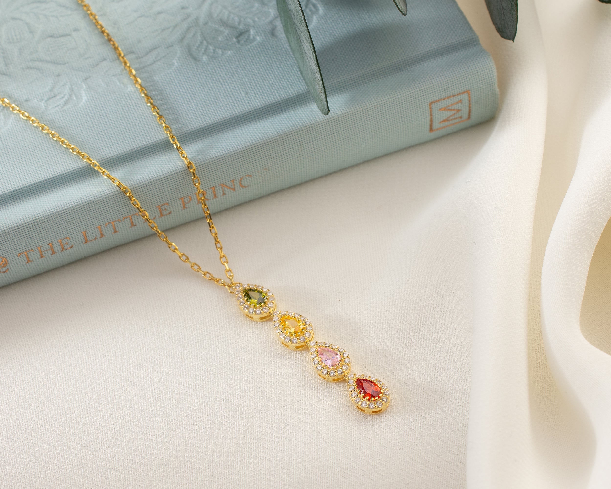 Vertical Family Birthstone Necklace