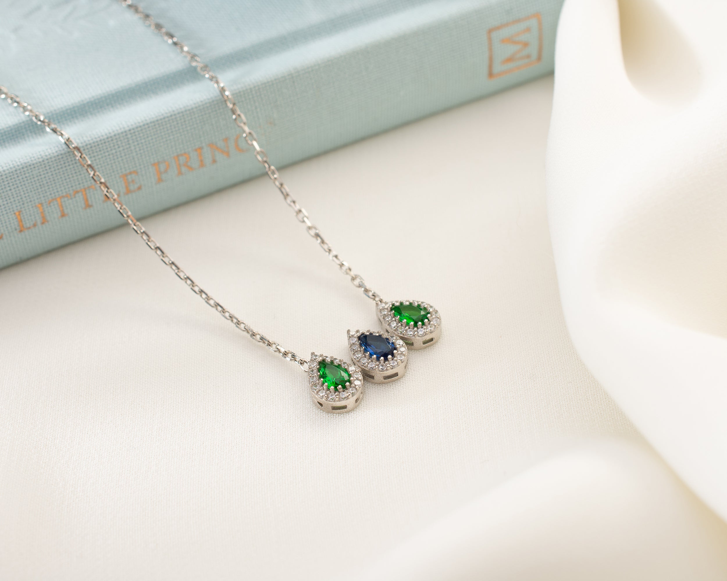 Family Birthstone Curved Bar Necklace