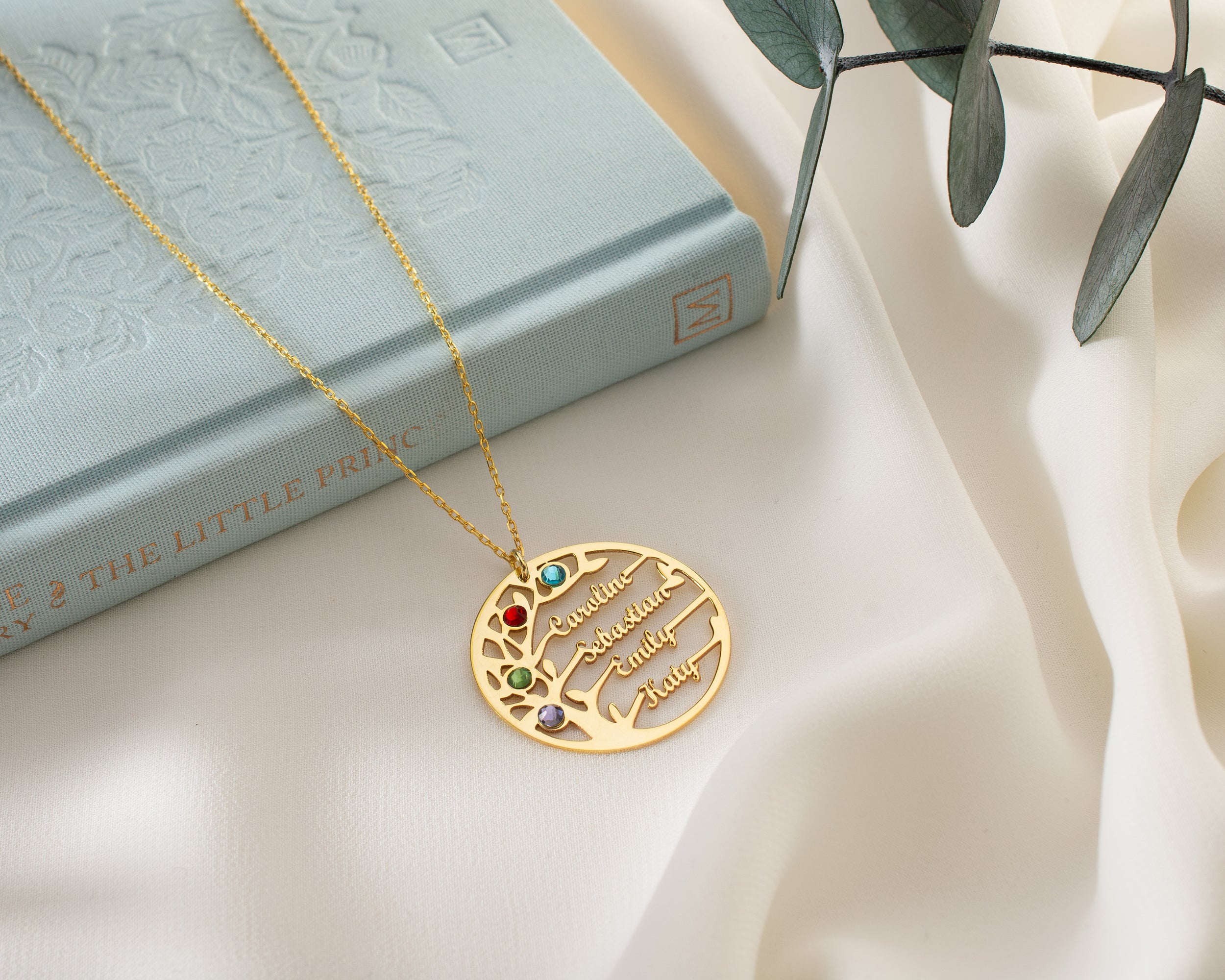 Custom Family Tree Birthstone Necklace