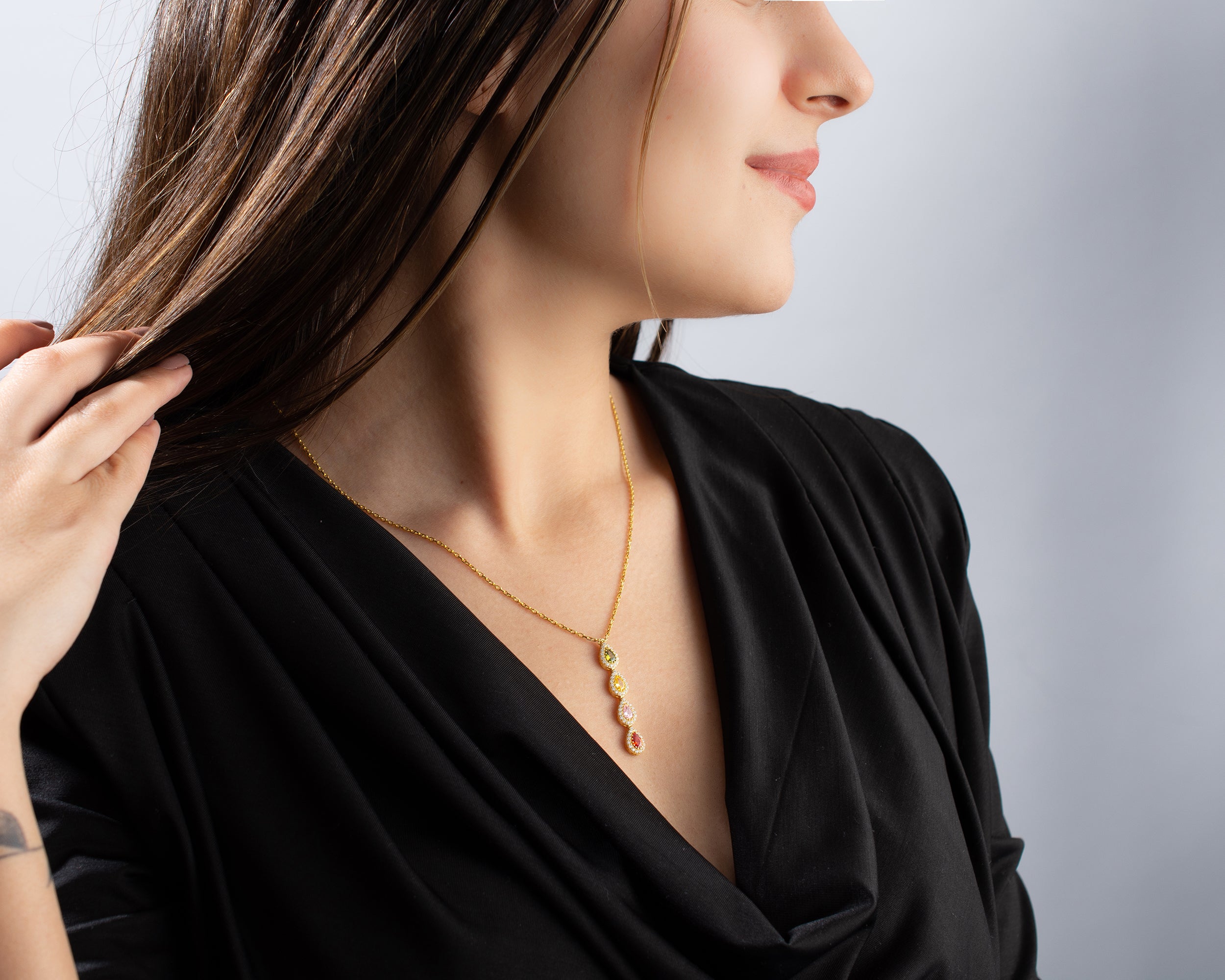 Vertical Family Birthstone Necklace