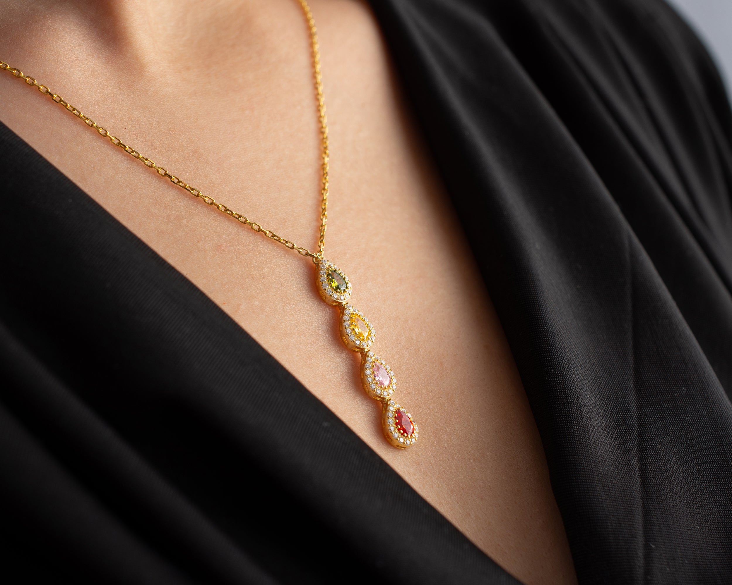 Vertical Family Birthstone Necklace