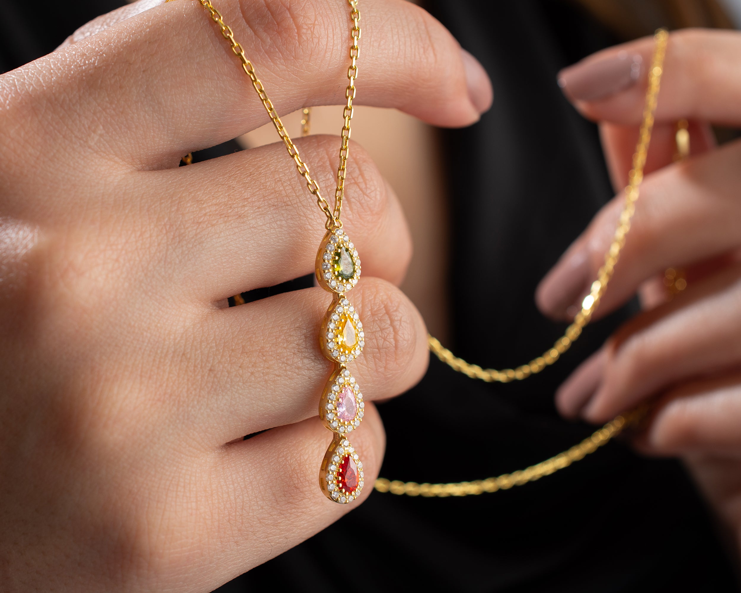 Vertical Family Birthstone Necklace