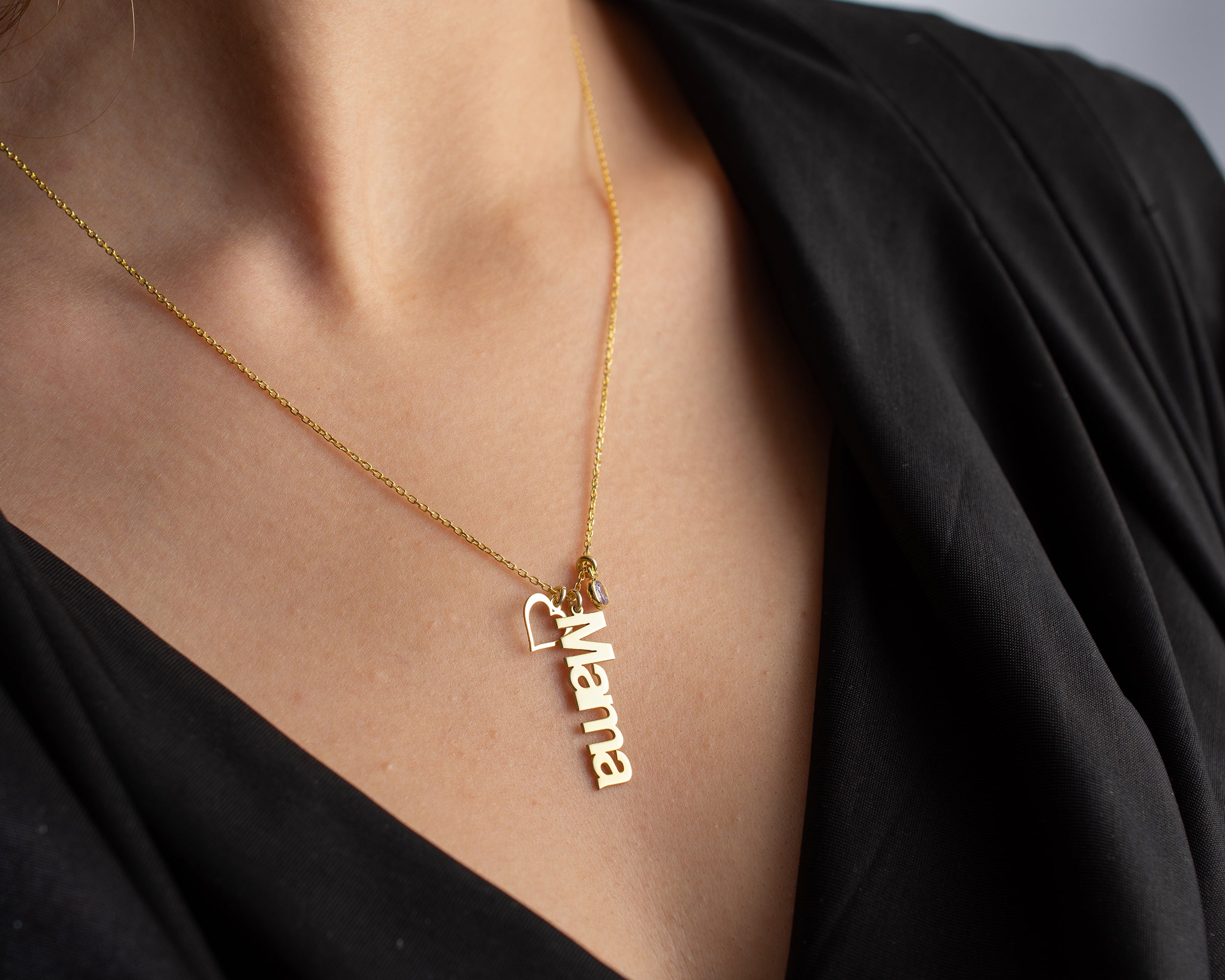 Custom Mama Name Necklace with Birthstone