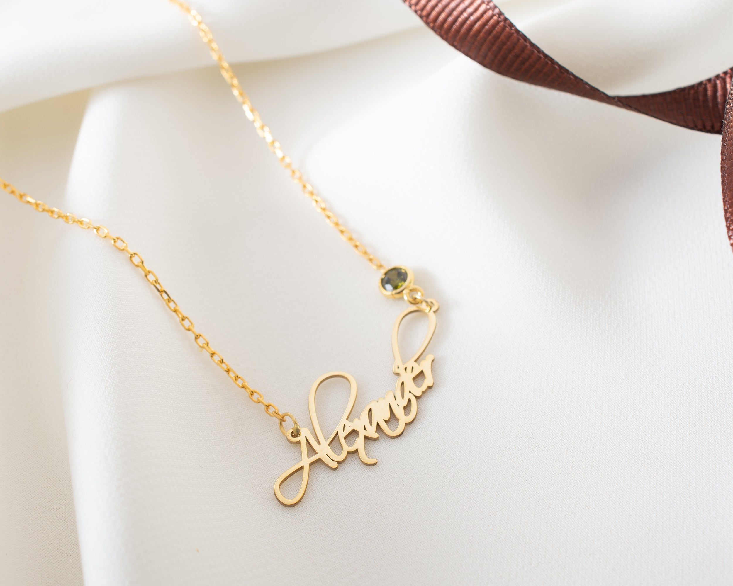 Custom Name Necklace with Birthstone