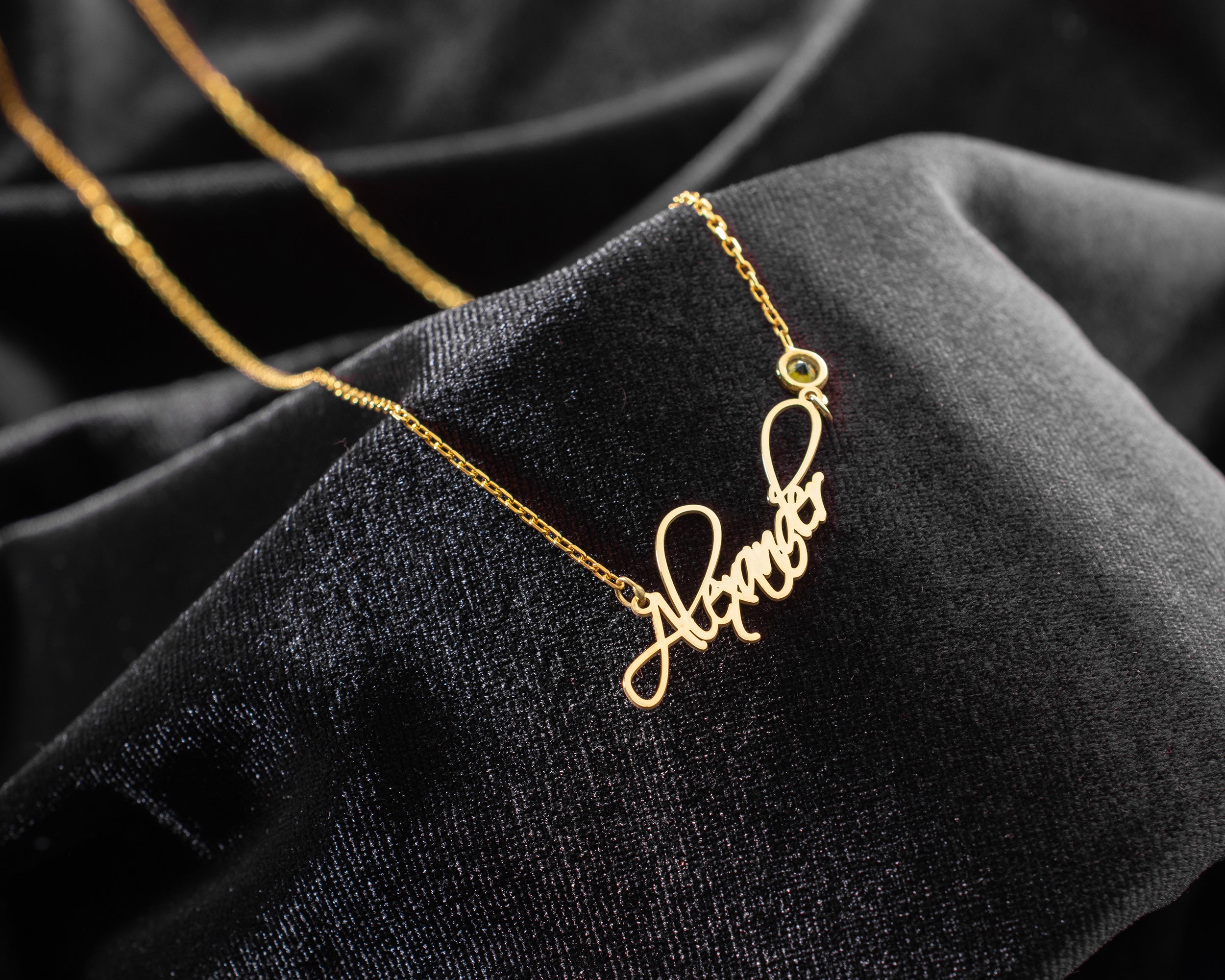 Custom Name Necklace with Birthstone