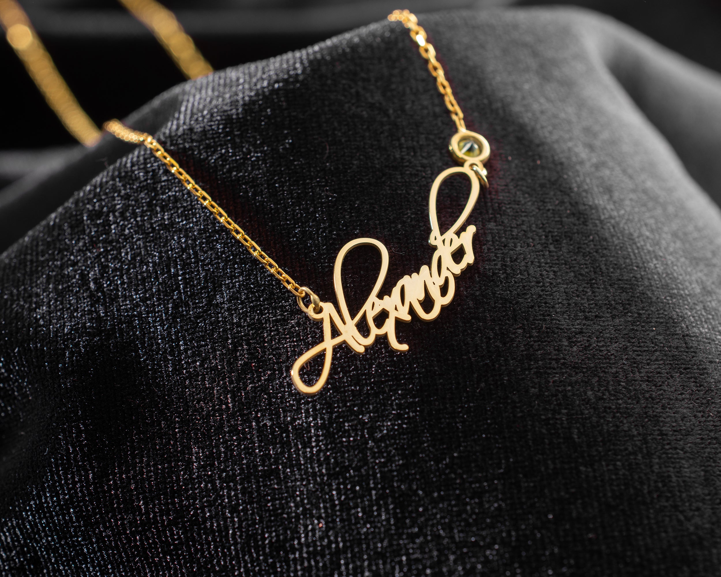 Custom Name Necklace with Birthstone