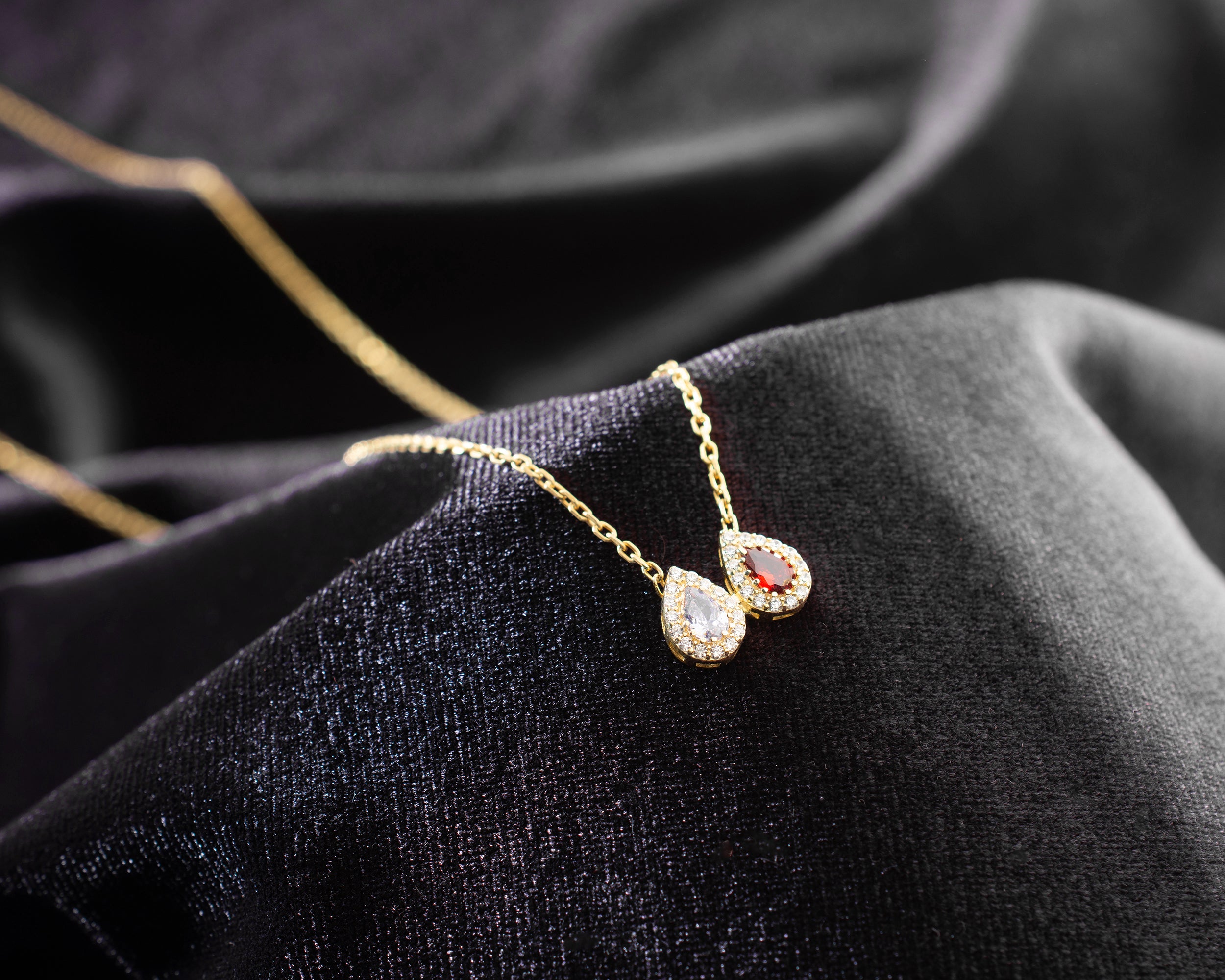 Family Birthstone Curved Bar Necklace