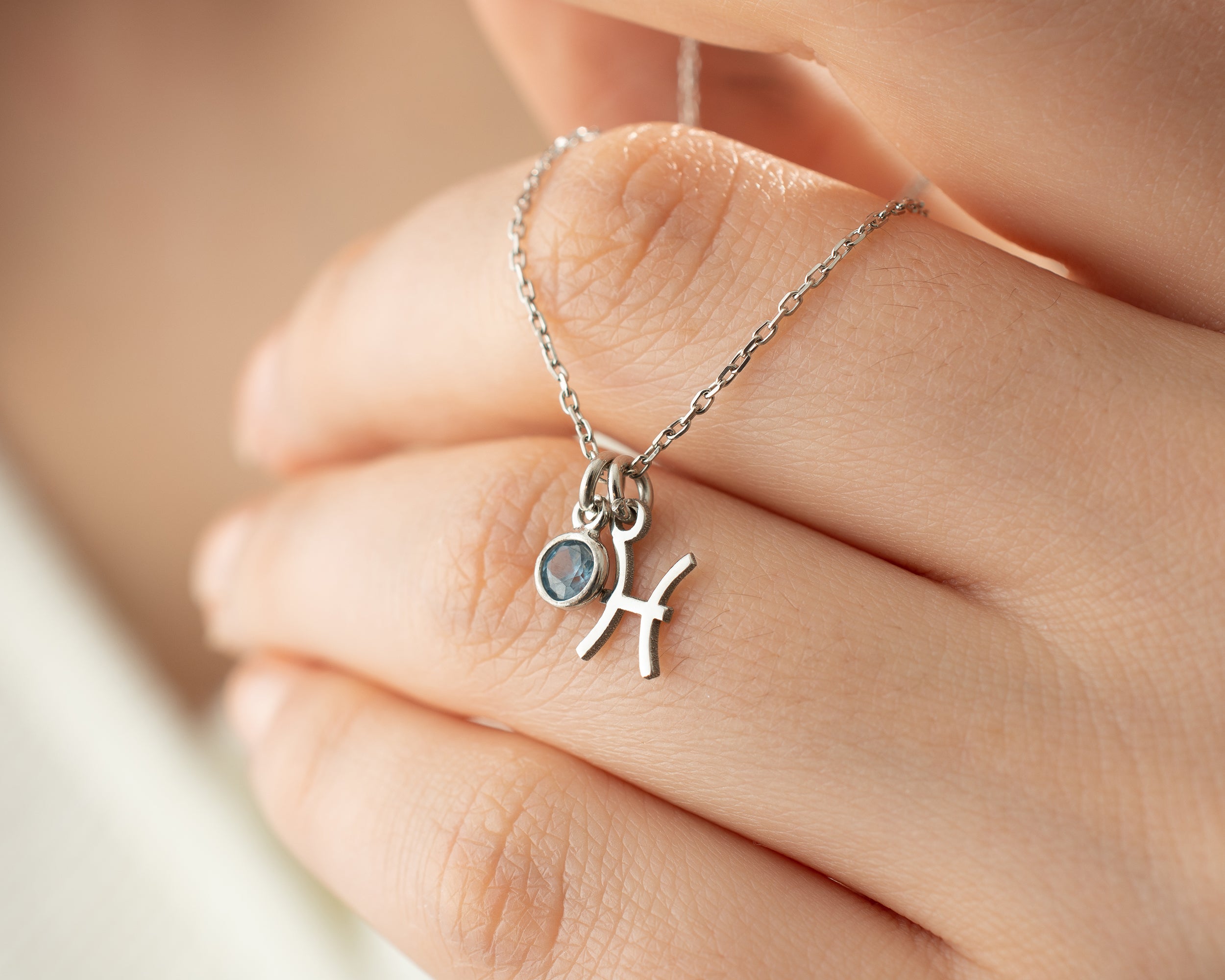 Zodiac Sign and Birthstone Necklace