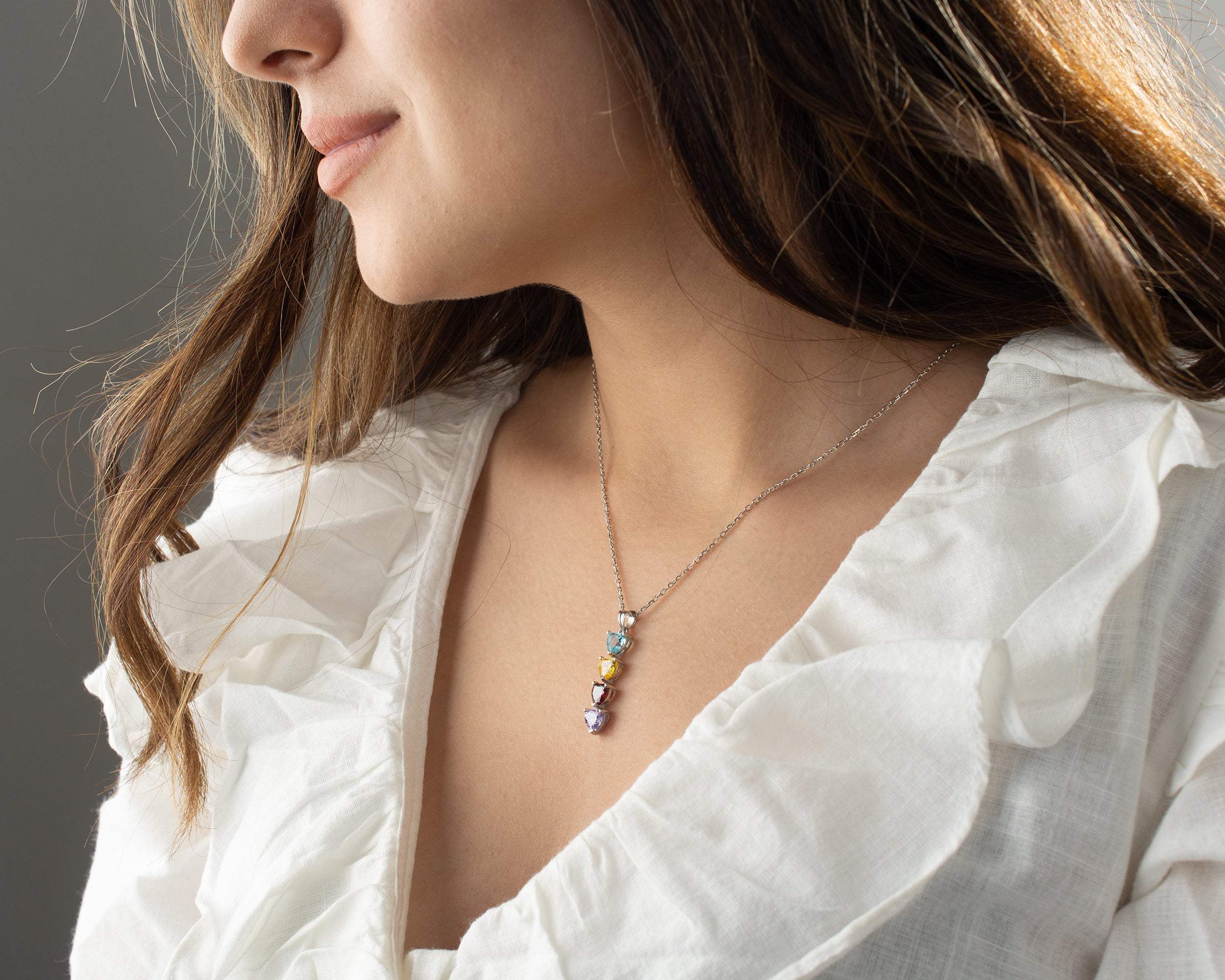 Cascading Heart Birthstone Necklace