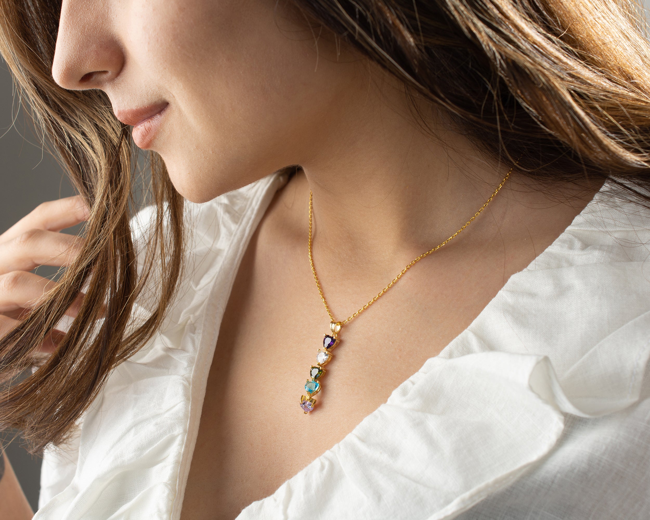 Cascading Heart Birthstone Necklace