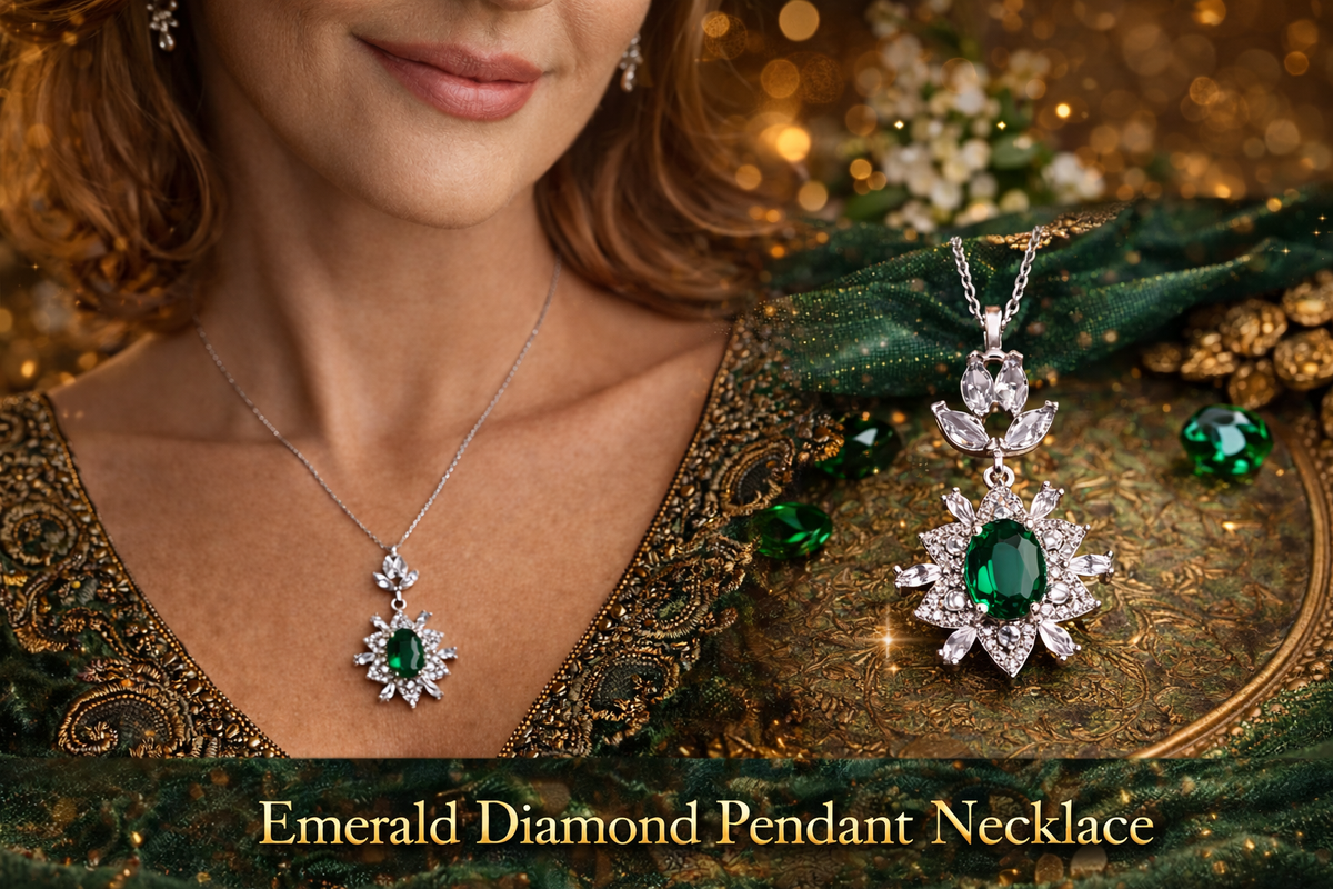 Emerald Green Floral Pendant Necklace