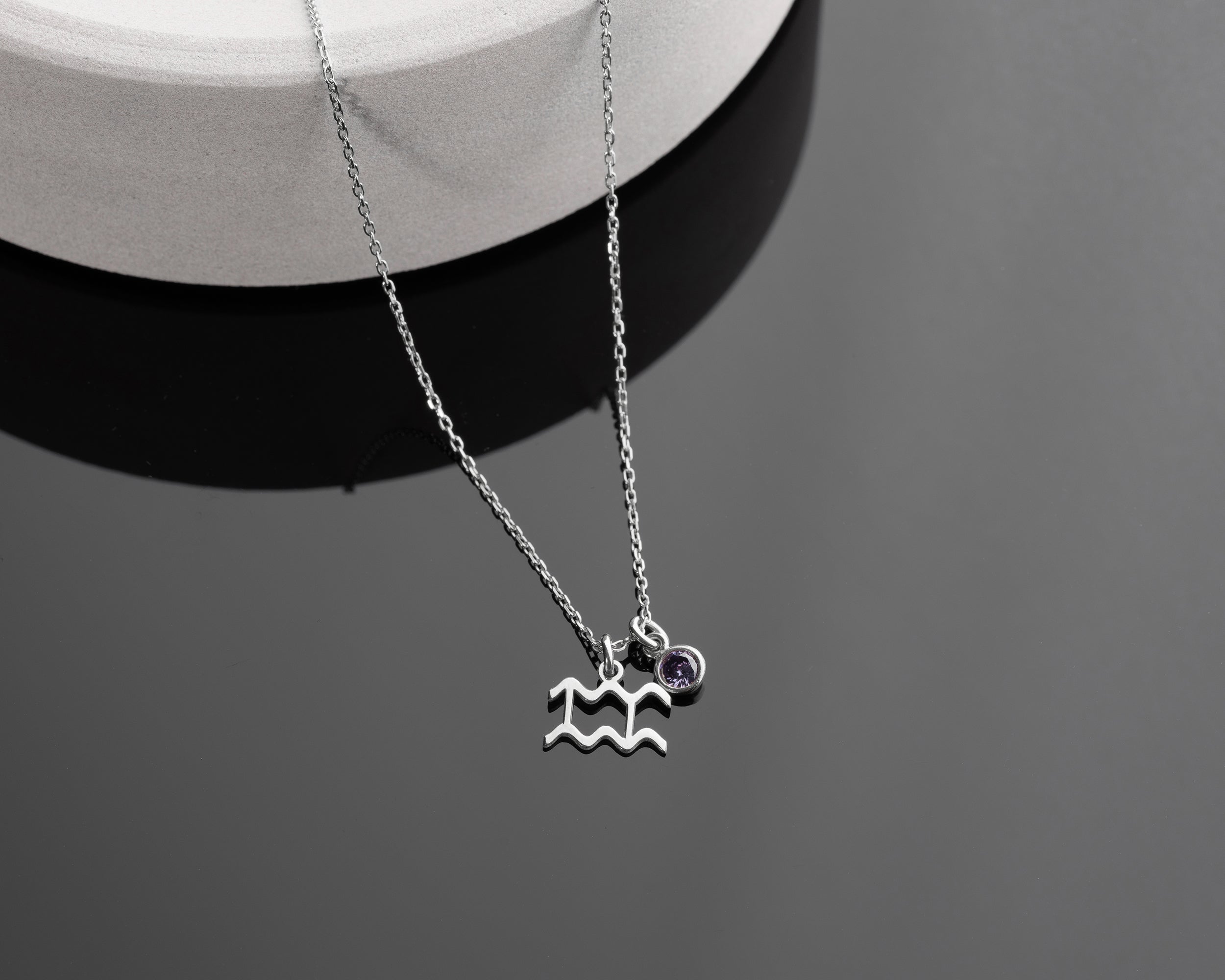 Zodiac Sign and Birthstone Necklace