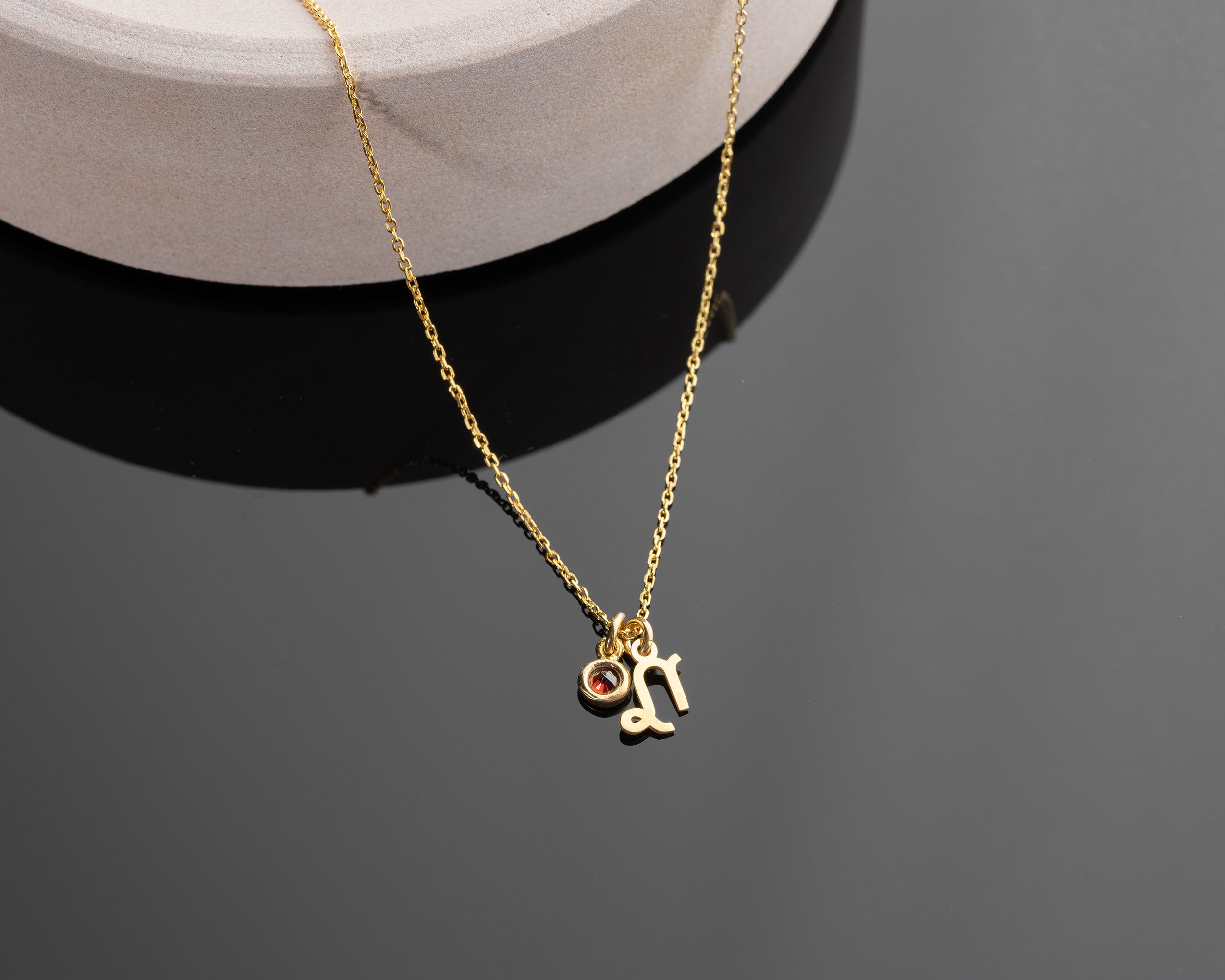 Zodiac Sign and Birthstone Necklace