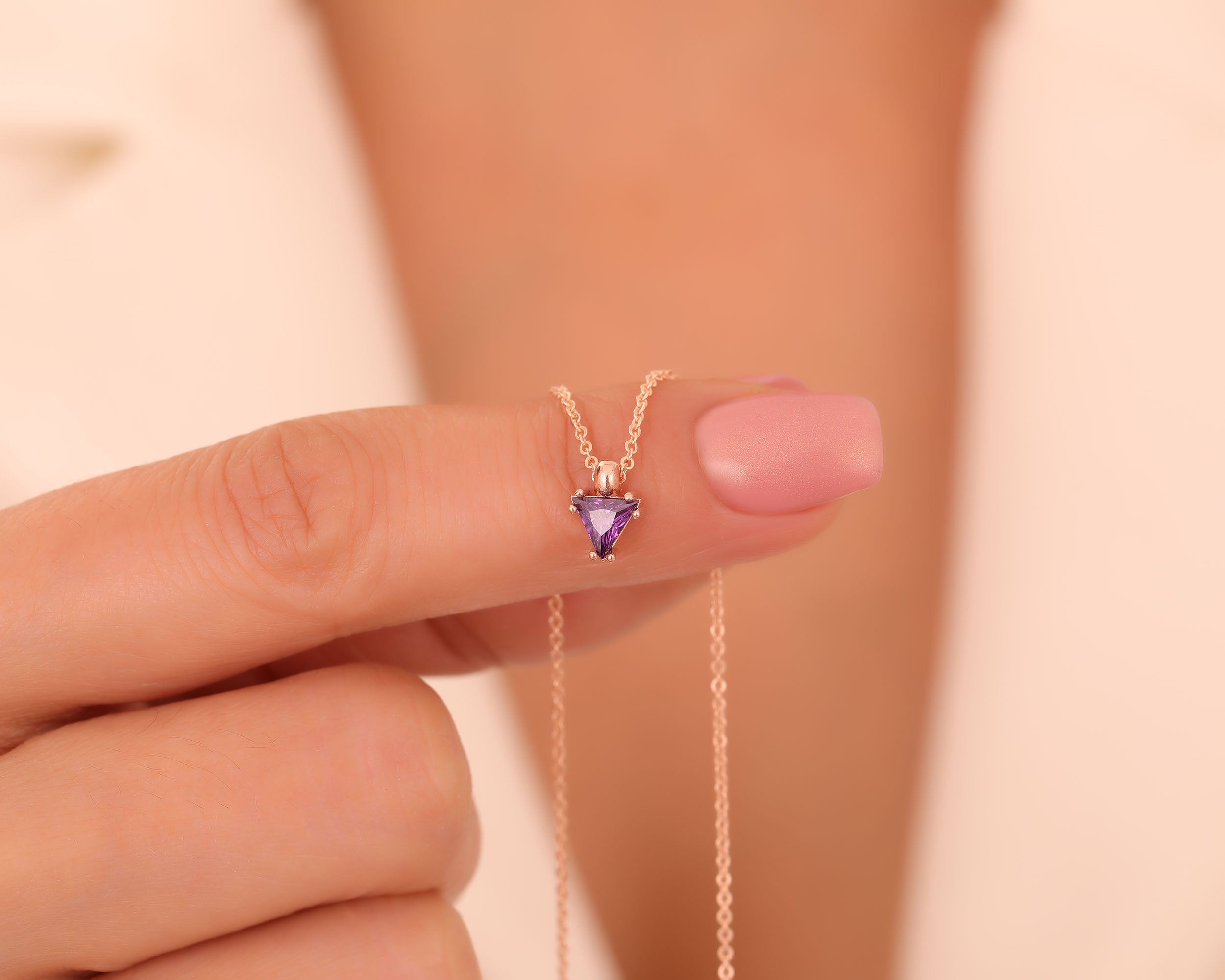 Trillion Cut Family Birthstone Necklace