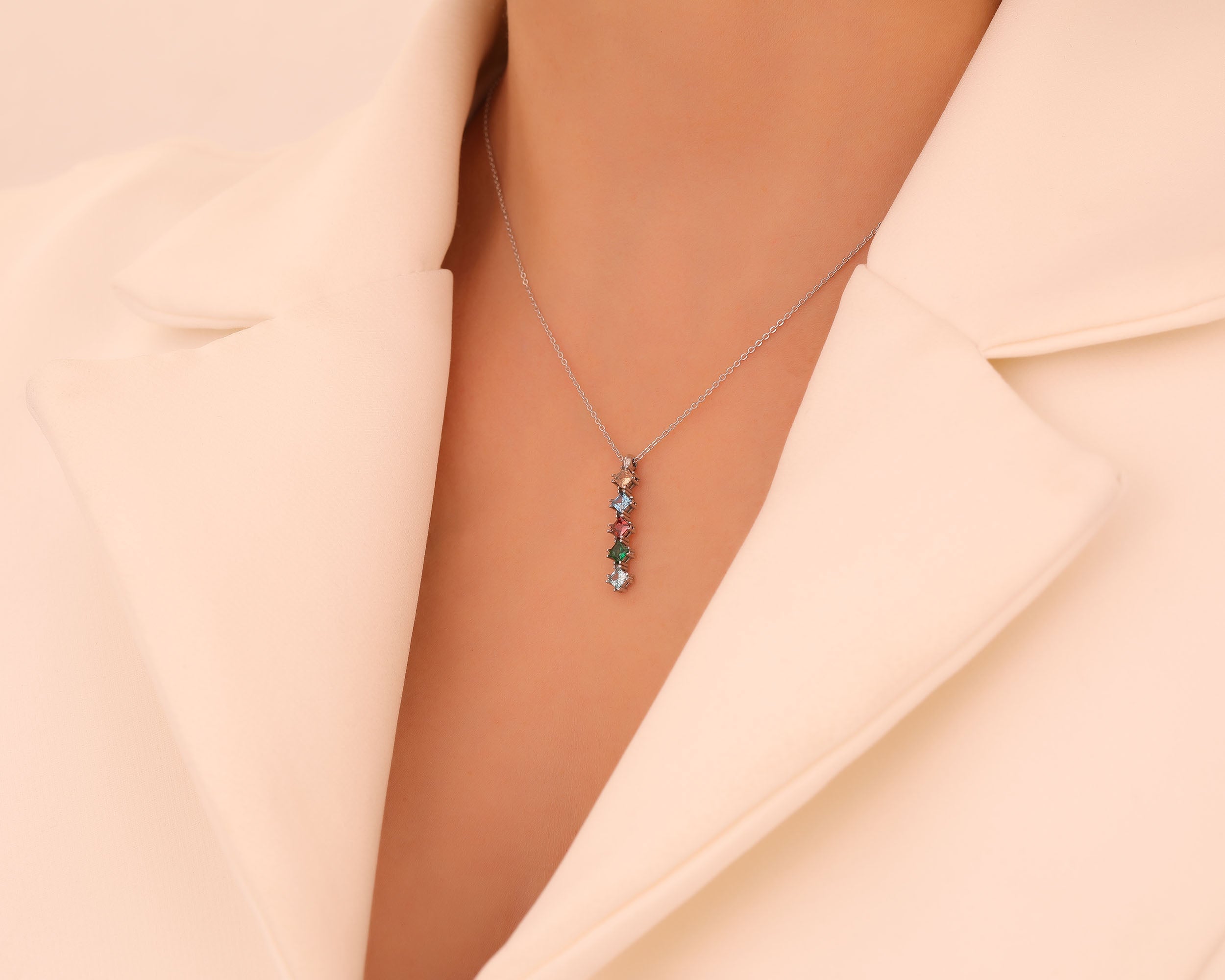 Custom Birthstone Journey Bar Necklace