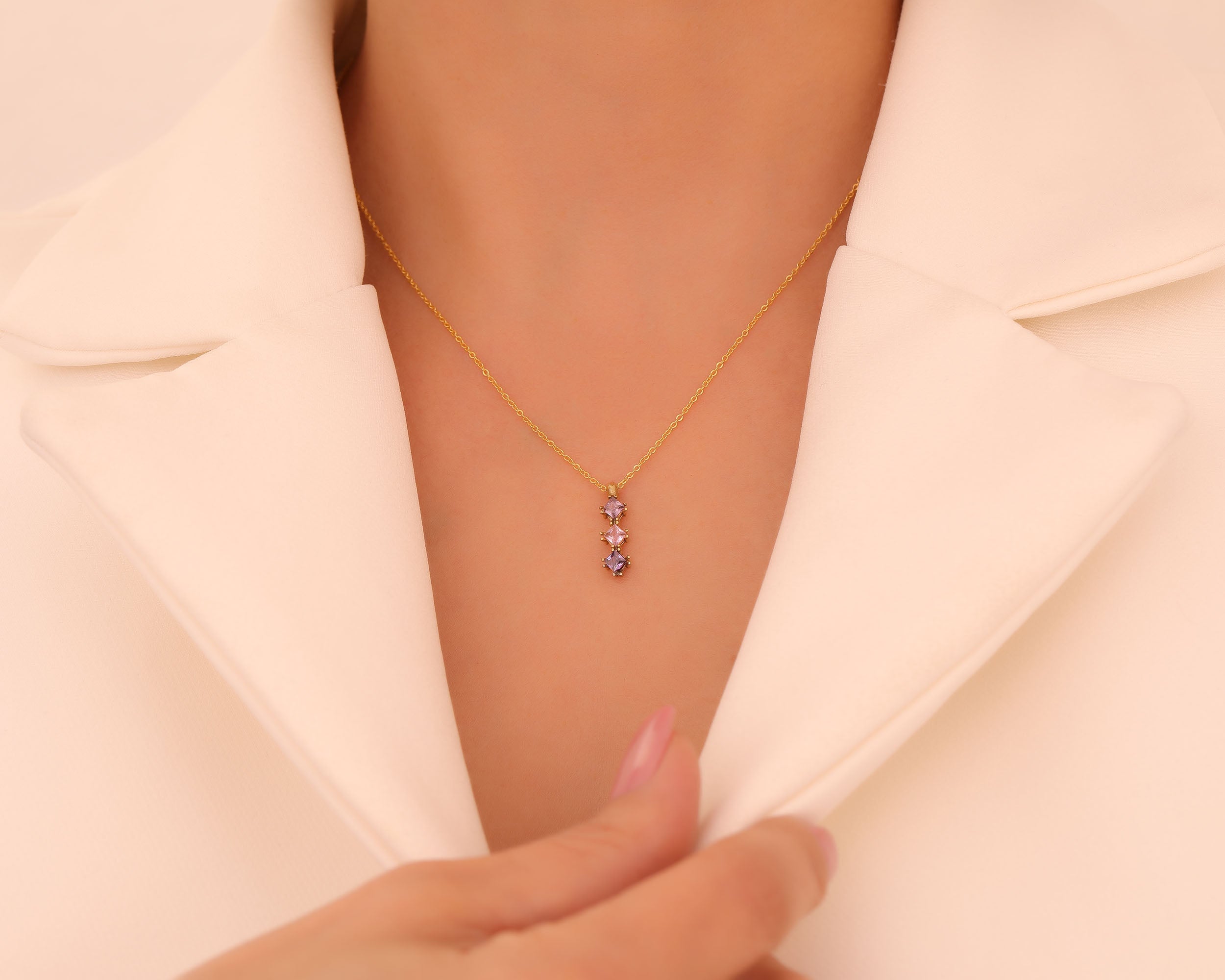 Custom Birthstone Journey Bar Necklace