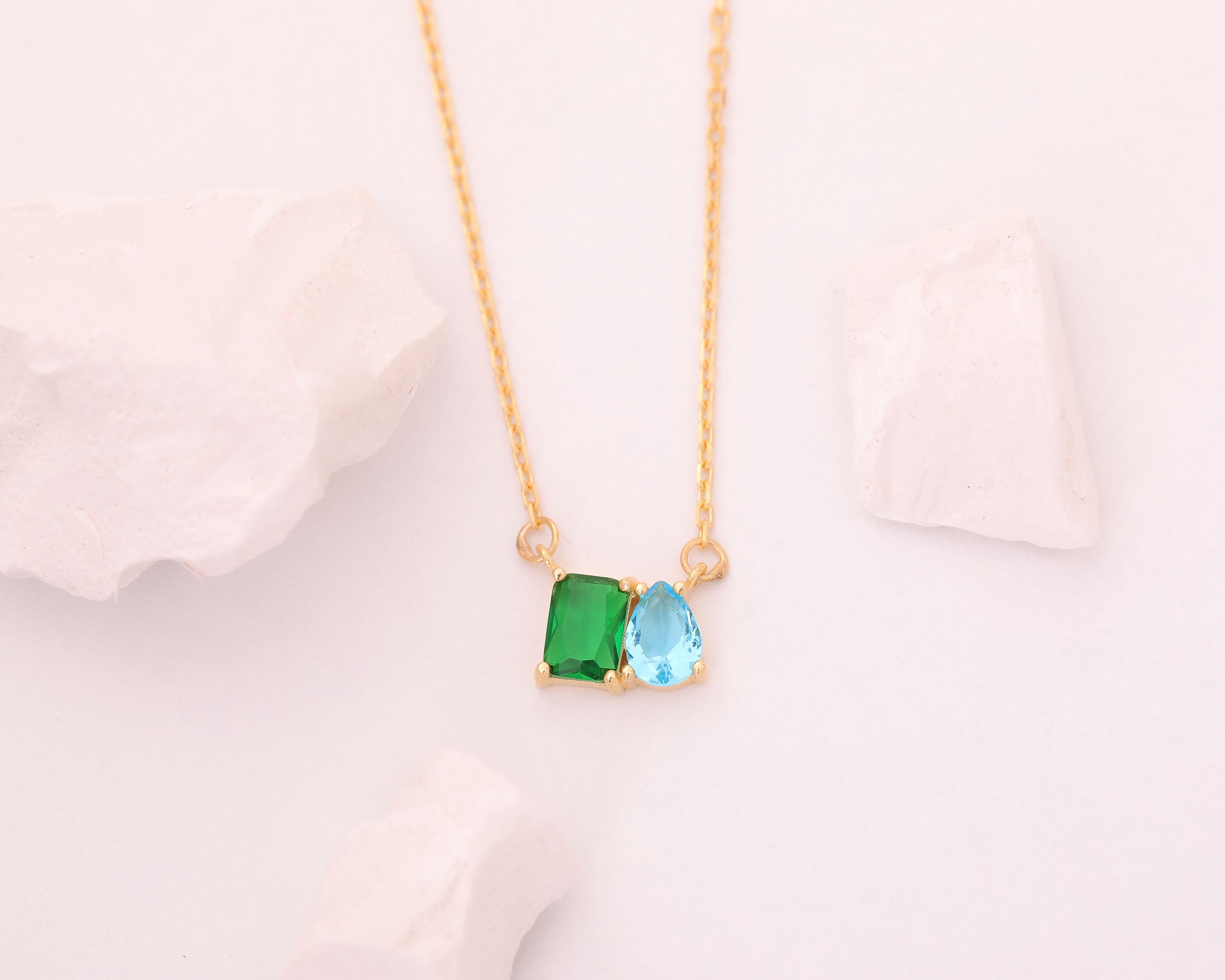 Custom Two Stone Birthstone Necklace