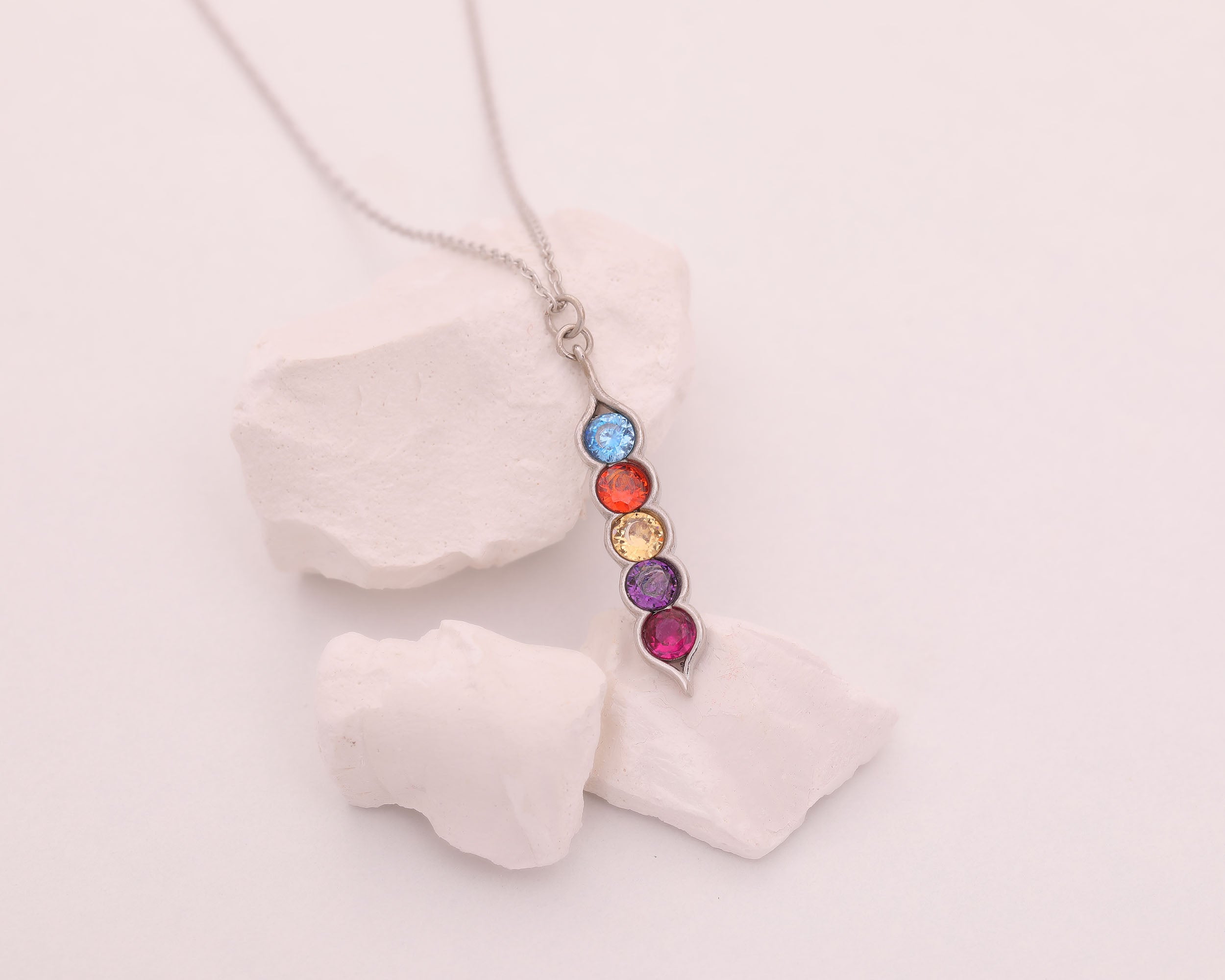 Pea Pod Birthstone Necklace for Family