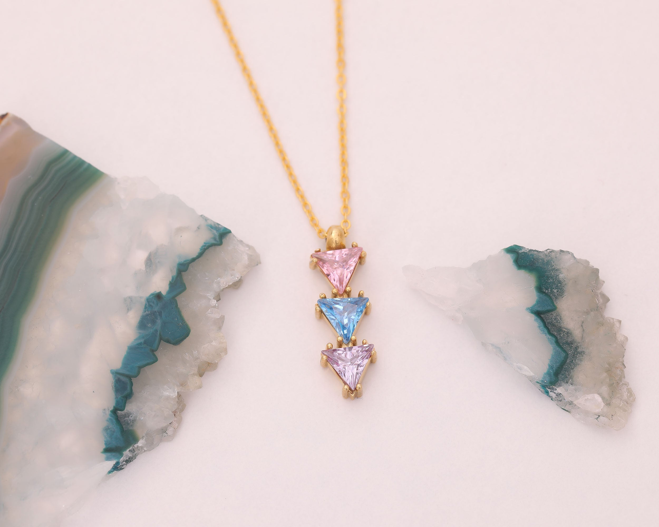 Trillion Cut Family Birthstone Necklace