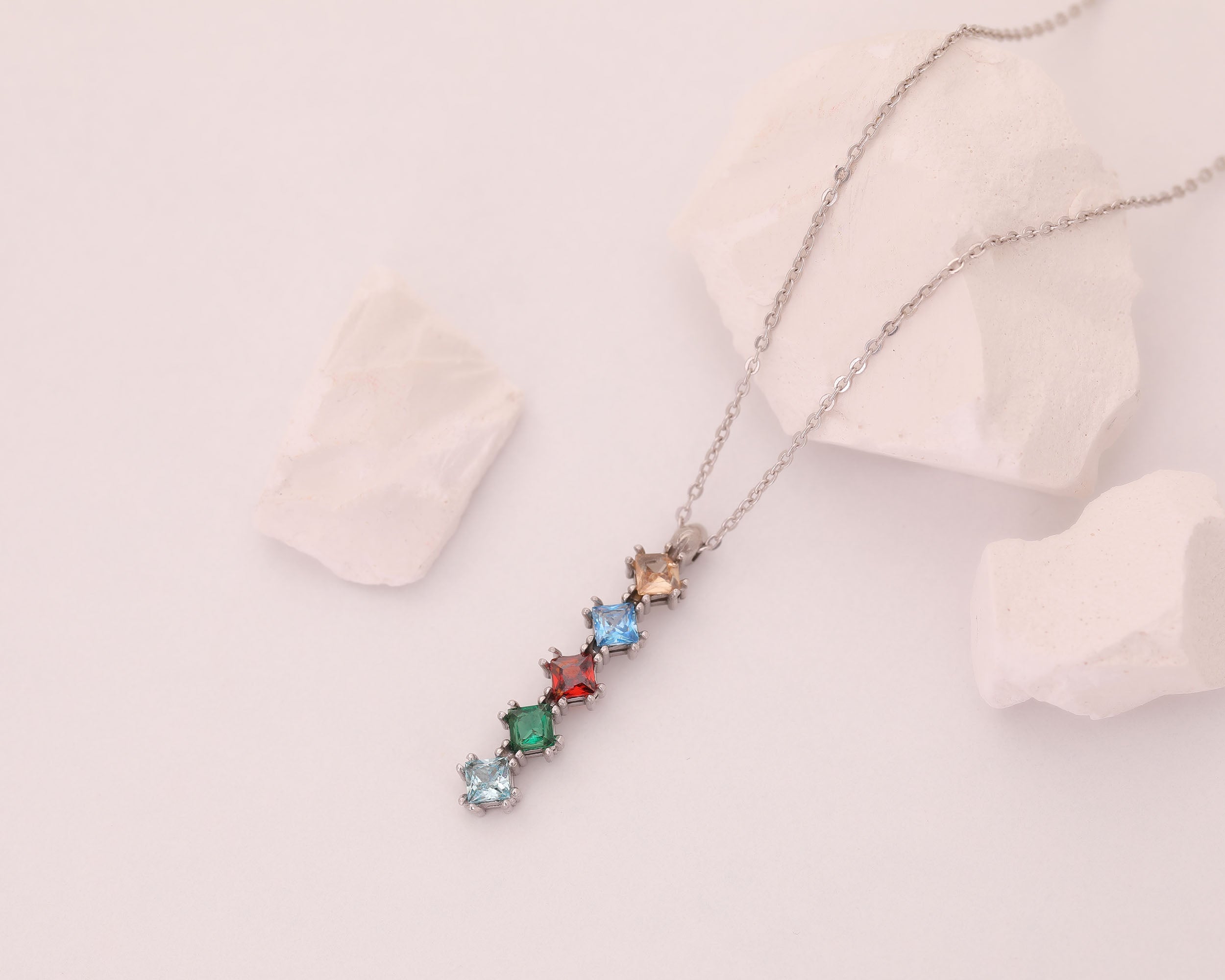 Custom Birthstone Journey Bar Necklace