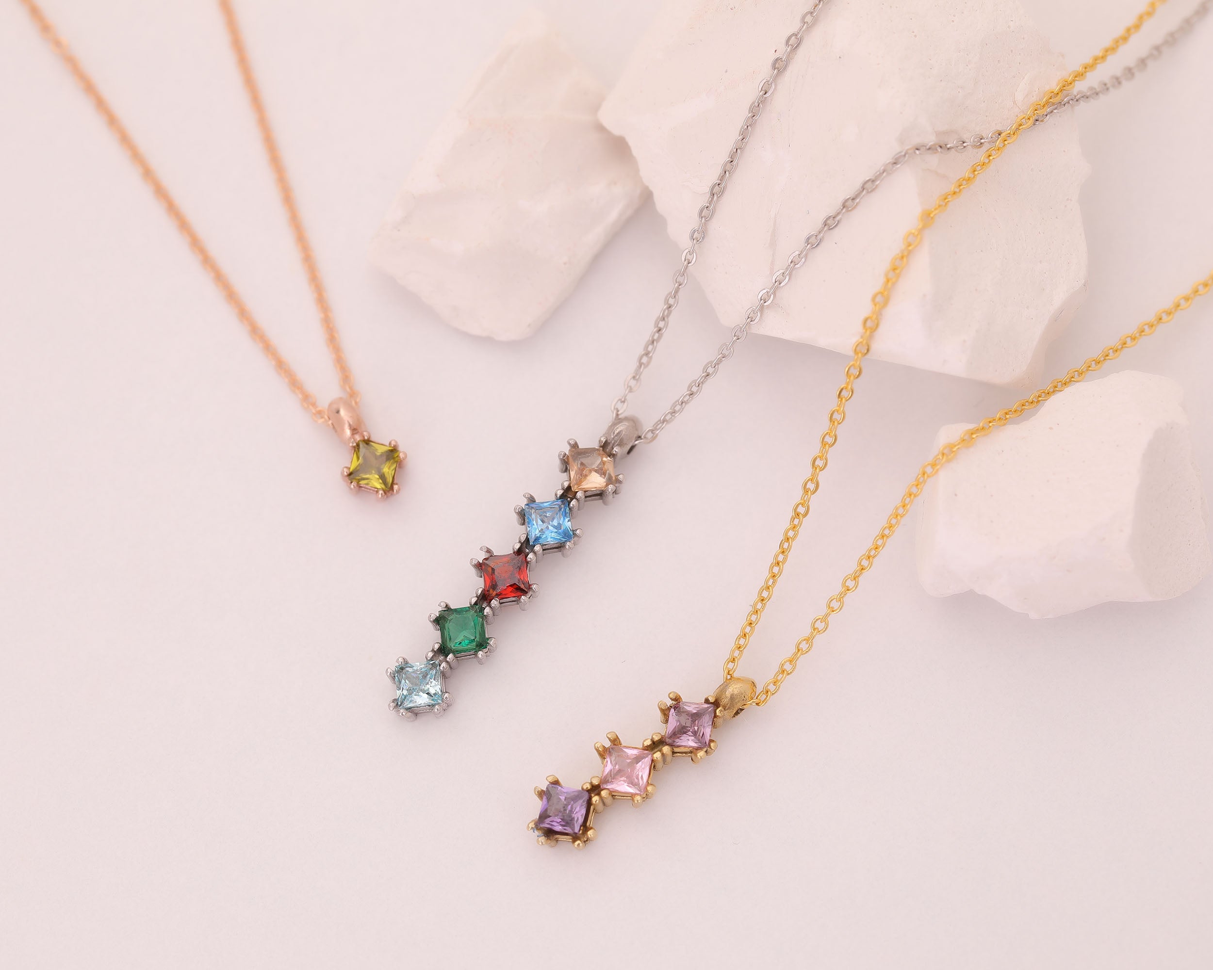 Custom Birthstone Journey Bar Necklace