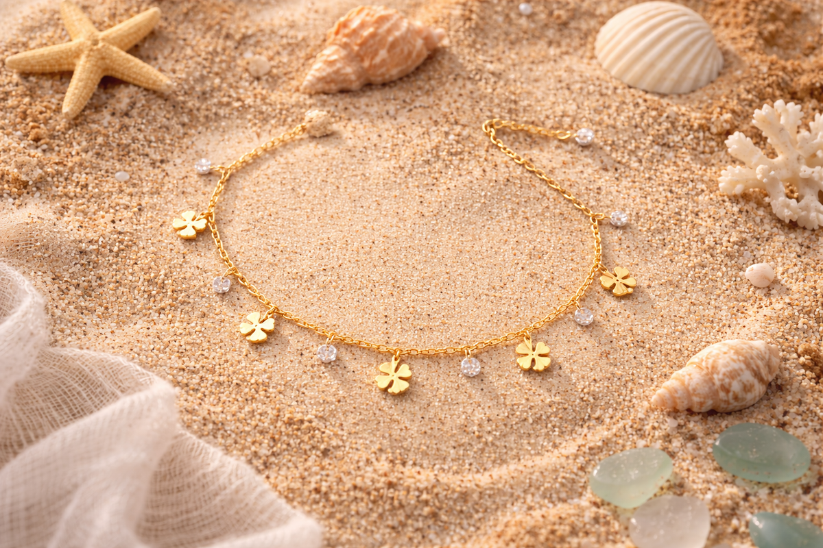 Four Leaf Clover Charm Anklet
