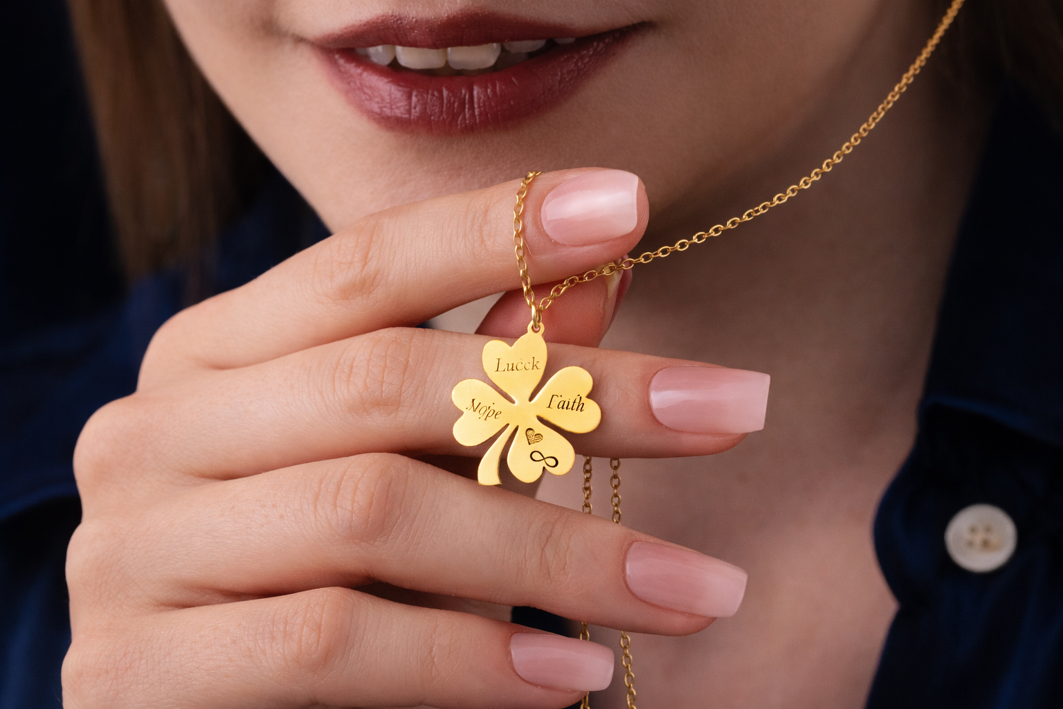 Personalized Four Leaf Clover Family Necklace