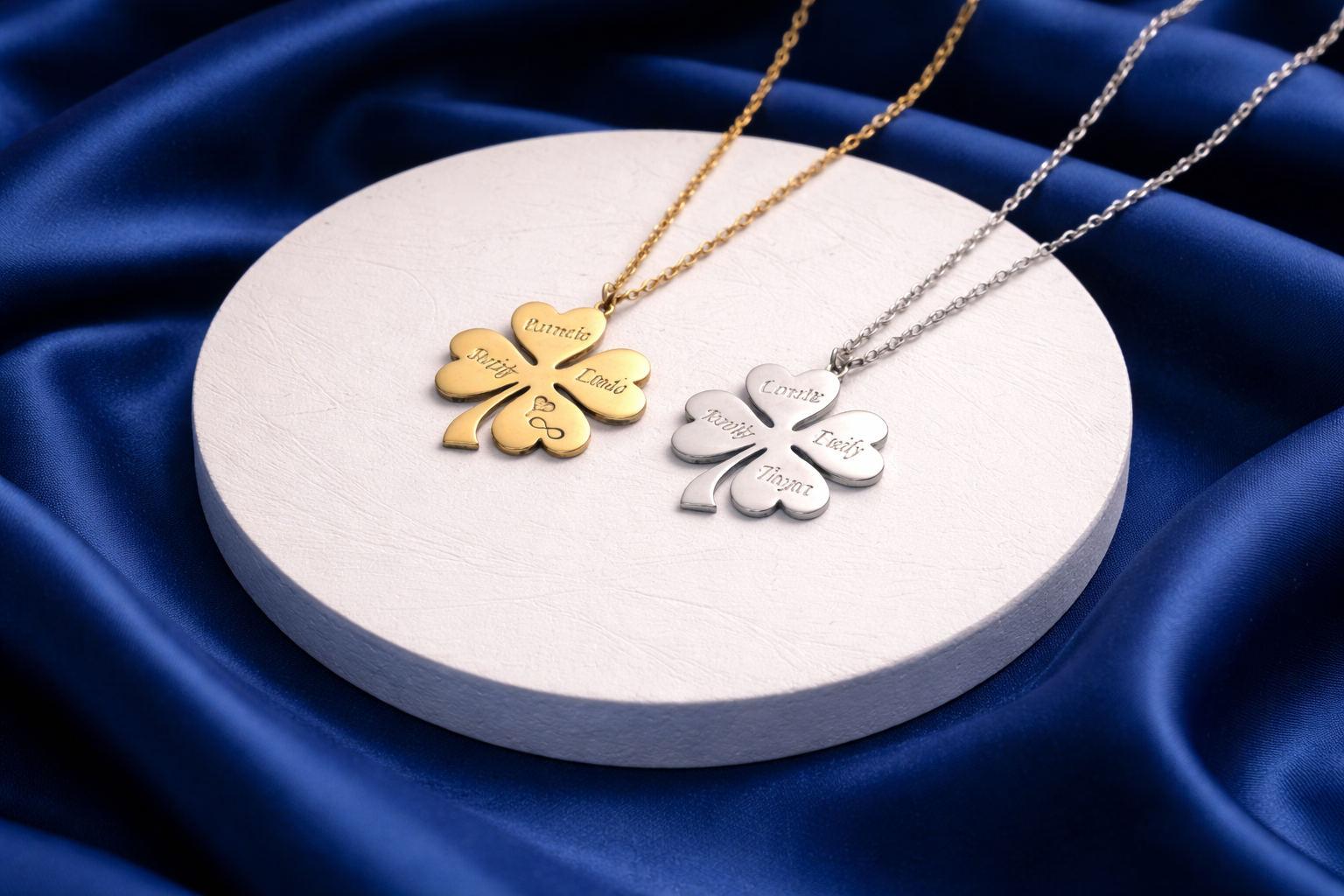 Personalized Four Leaf Clover Family Necklace