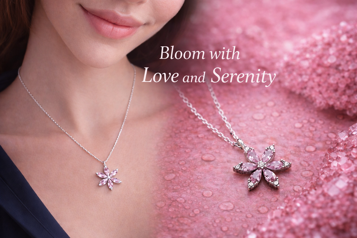 Pink Crystal Flower Necklace