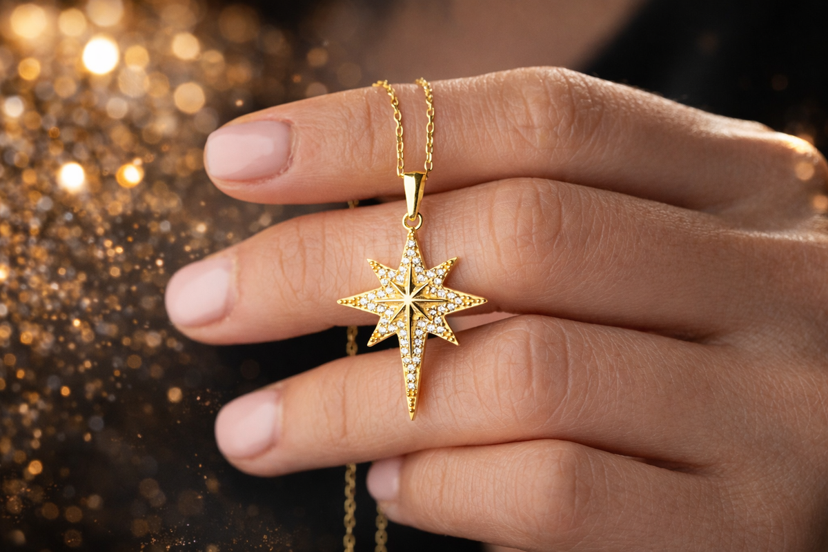 Large North Star Pendant Necklace