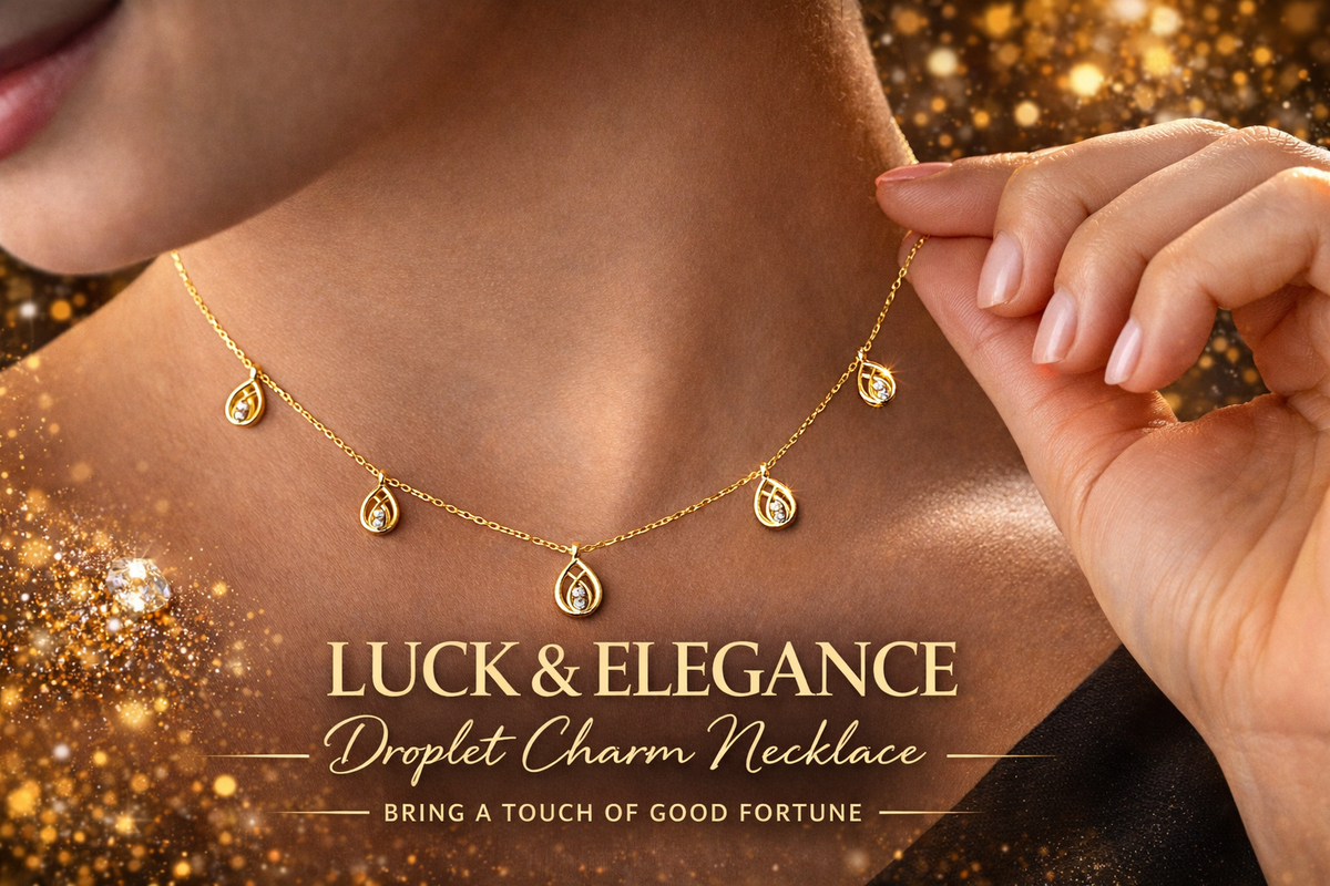 Woven Droplet Charm Necklace